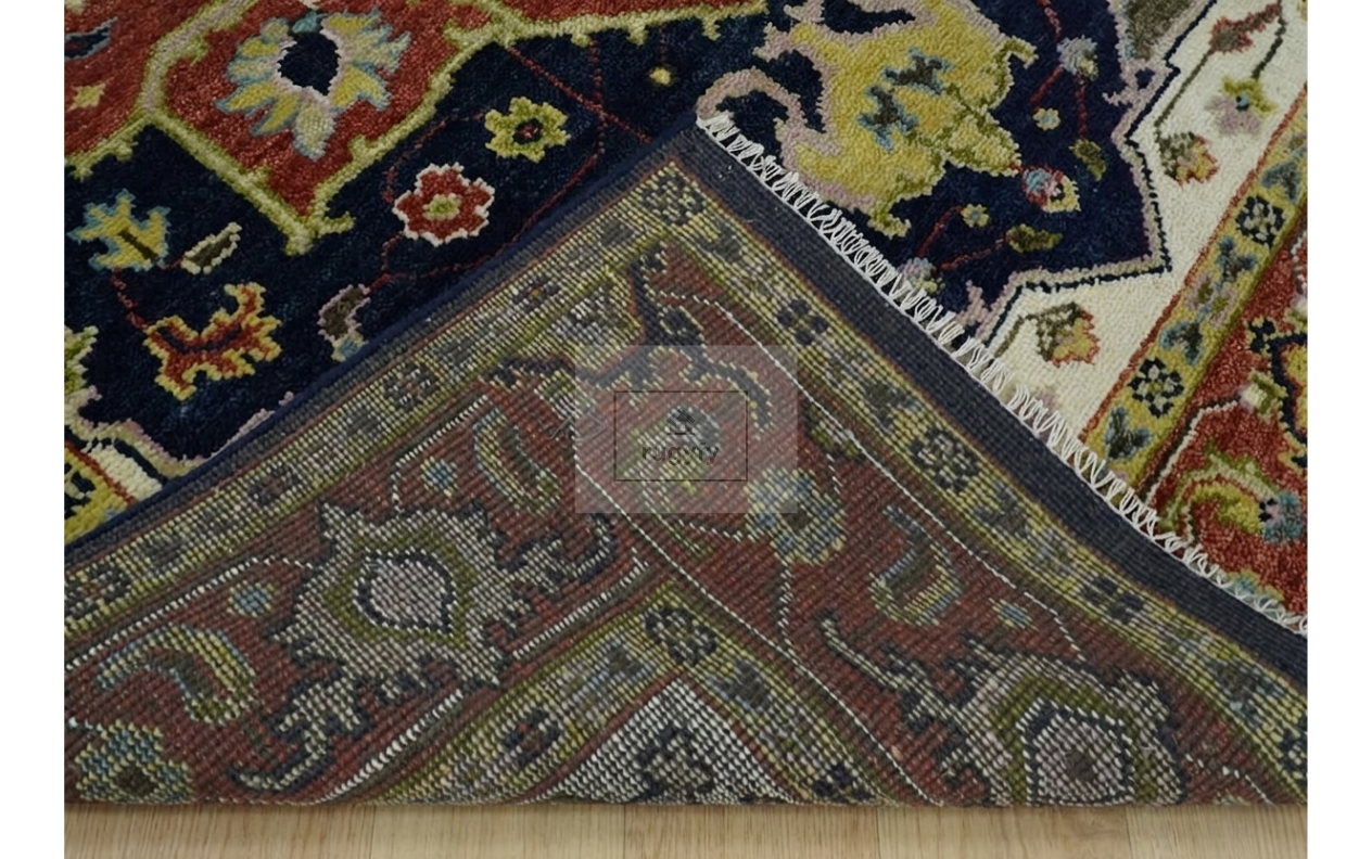 8x10 Navy Rust Heriz Serapi Rug | Hand-Knotted | RUGYFY