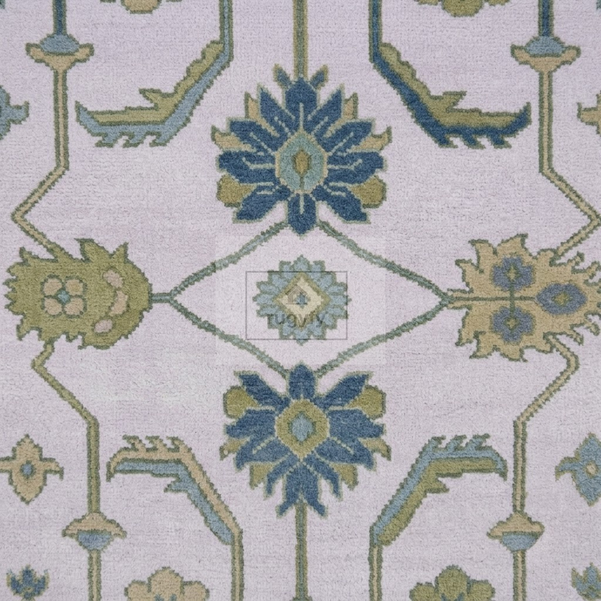 Lavender & Sage Green Sultanabad Oushak Rug | Hand-Knotted Wool 8x10 9x12 | Lilac Pastel Area Rug