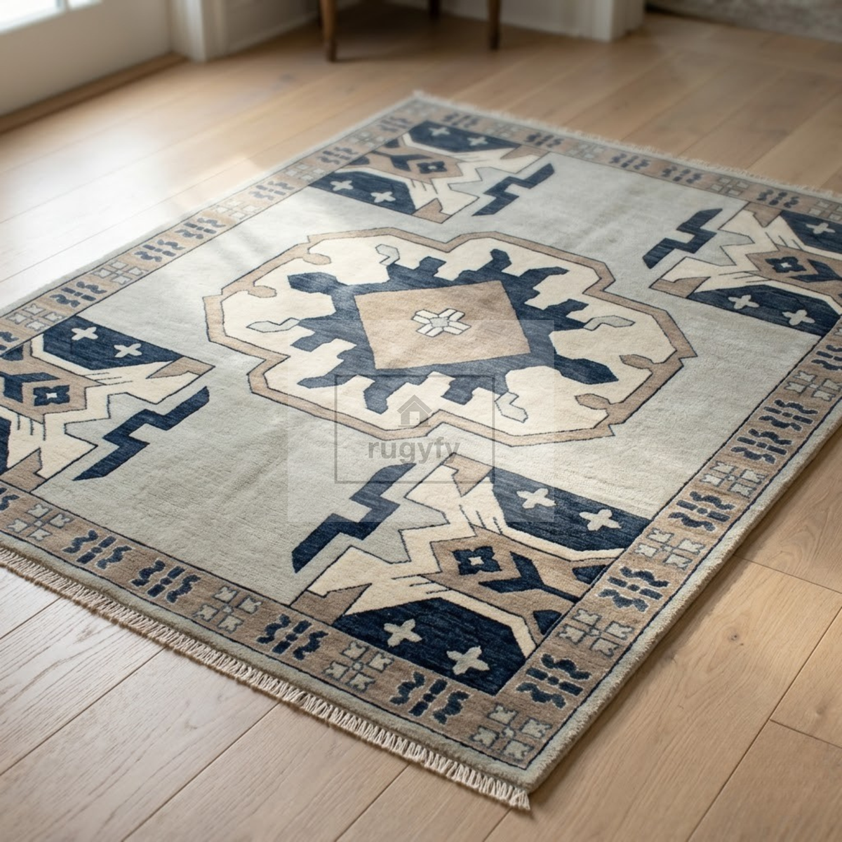 Silver & Charcoal Turkish Oushak Rug | 5x8 8x10 ft Hand-Knotted Wool | Living Room Bedroom Rug