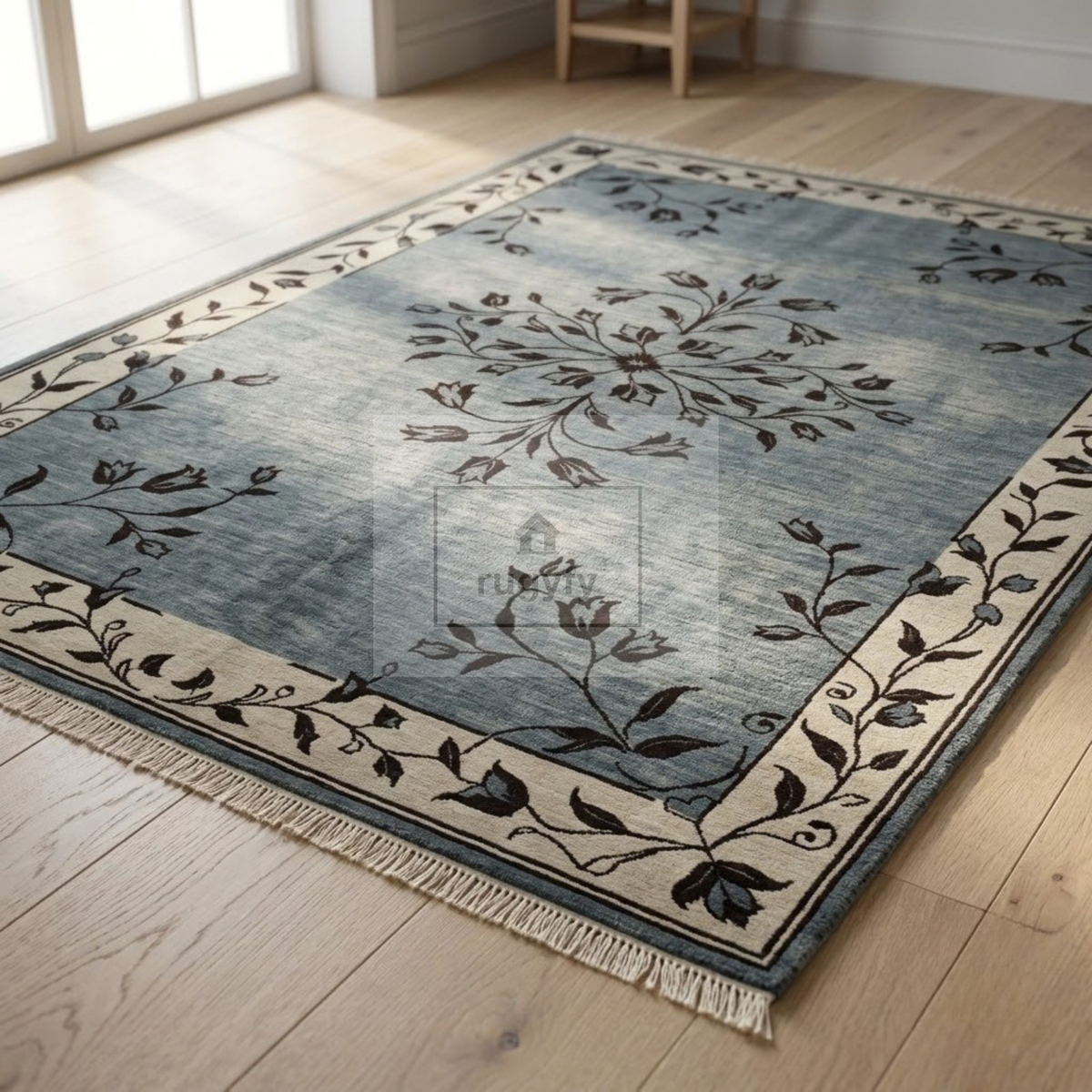 Grey & Ivory Oushak Wool Rug | 6x9 8x10 ft Hand-Knotted | Bedroom Living Room Area Rug