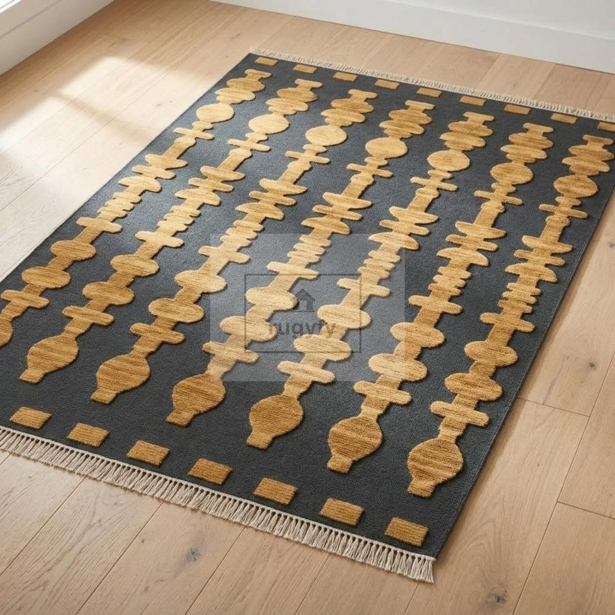 Charcoal & Gold Vintage Oushak Area Rug | 9x12 10x14 ft Hand-Knotted Wool | Living Room Dining Room