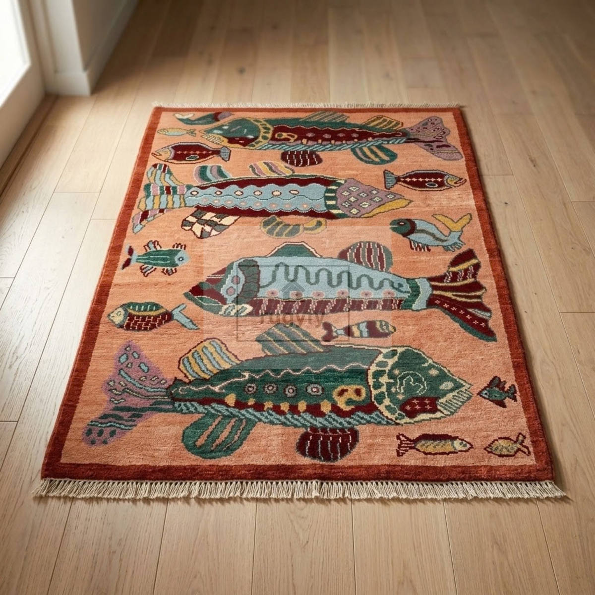 Peach & Rust Red Oushak Wool Rug | 6x9 8x10 ft Hand-Knotted | Bedroom Living Room Area Rug
