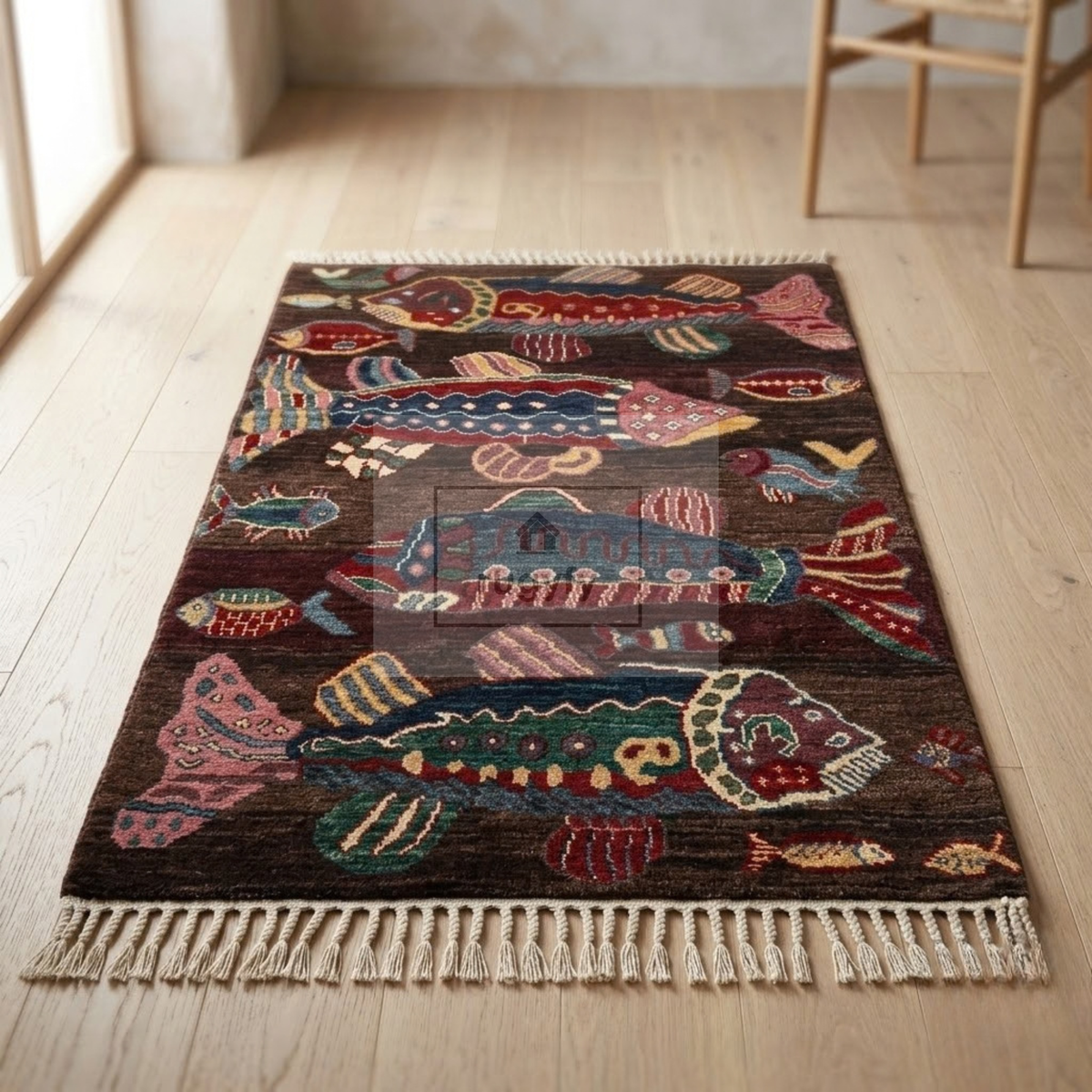Chocolate Brown & Burgundy Turkish Oushak Rug | 5x8 8x10 ft Hand-Knotted New Zealand Wool | Living Room Bedroom Rug