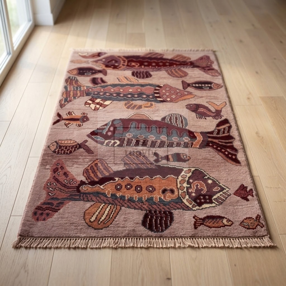 Dusty Rose & Burgundy Vintage Oushak Area Rug | 9x12 10x14 ft Hand-Knotted Wool | Living Room Dining Room