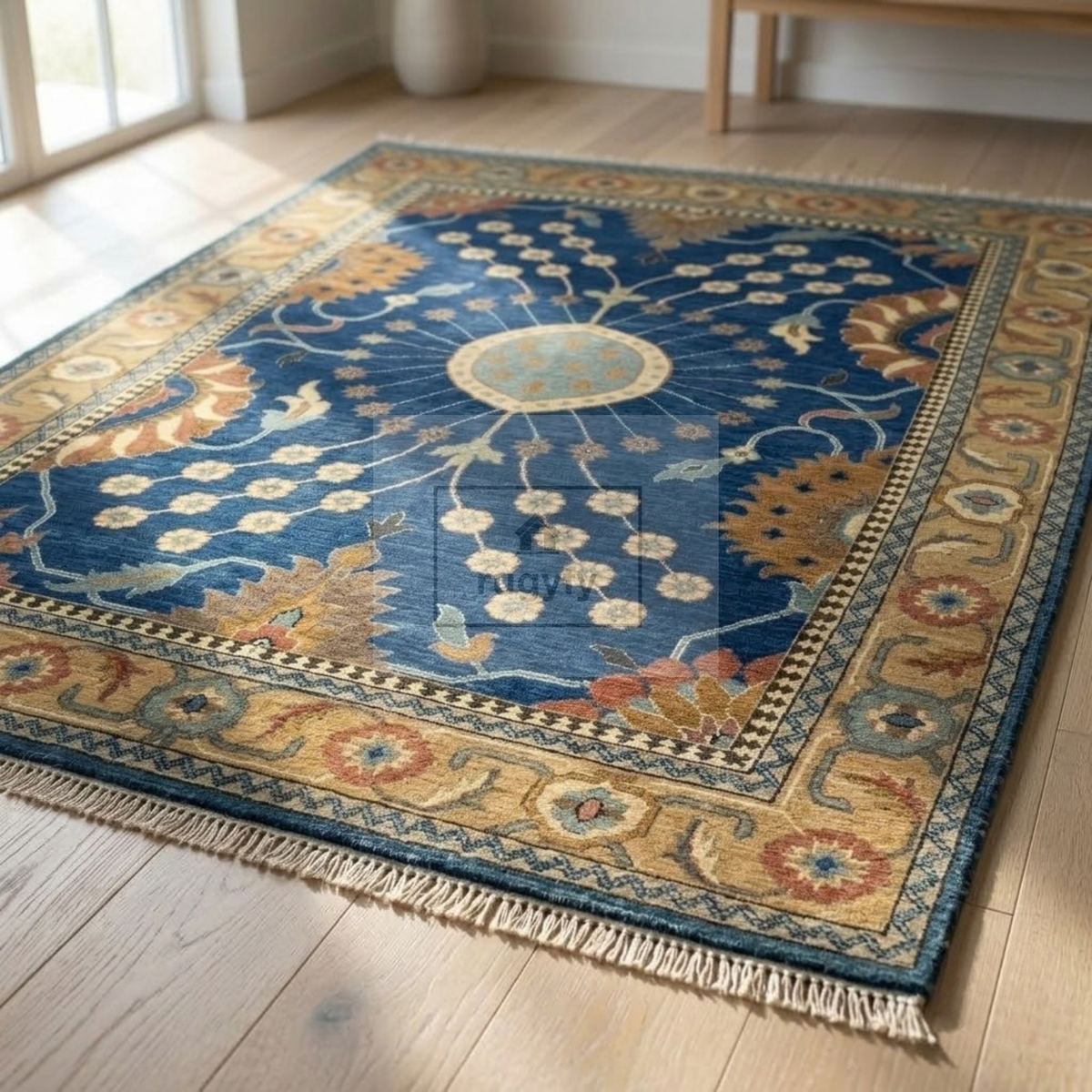 Dark Brown & Multicolor Oushak Wool Rug | 6x9 8x10 ft Hand-Knotted | Bedroom Living Room Area Rug