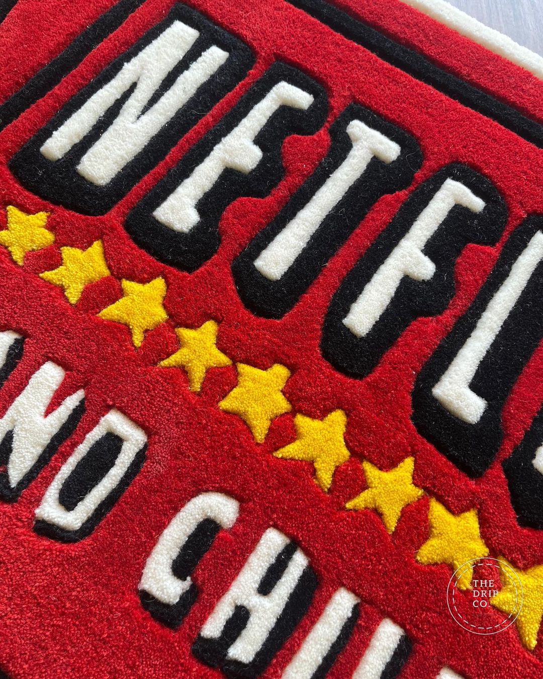 Handmade Netflix and Chill Logo rugs , Hand-Tufted Wool Rugs