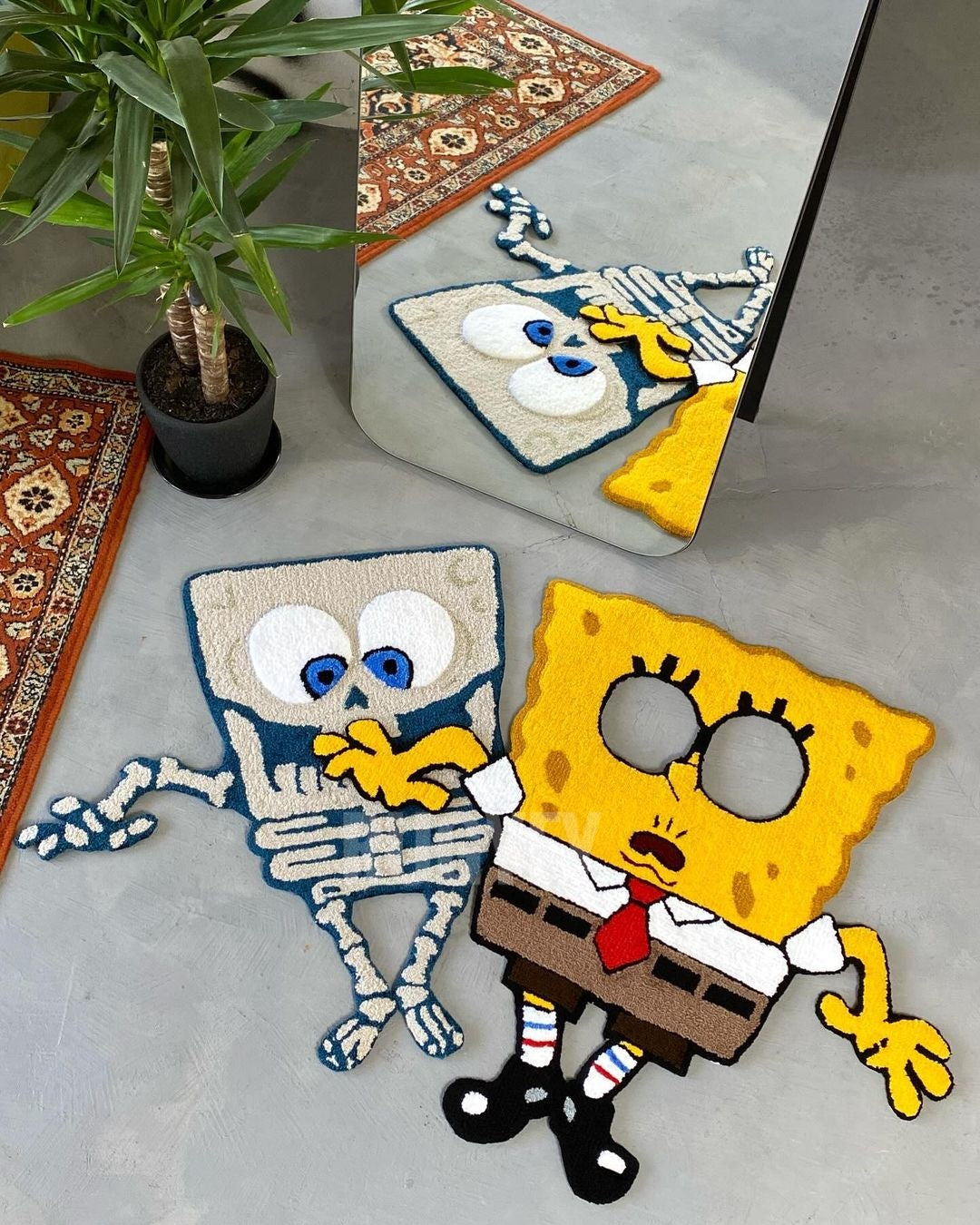 Double  Body Skeleton Rug / Hand-Tufted Wool Rug / Handmade Custom Anime  Rug