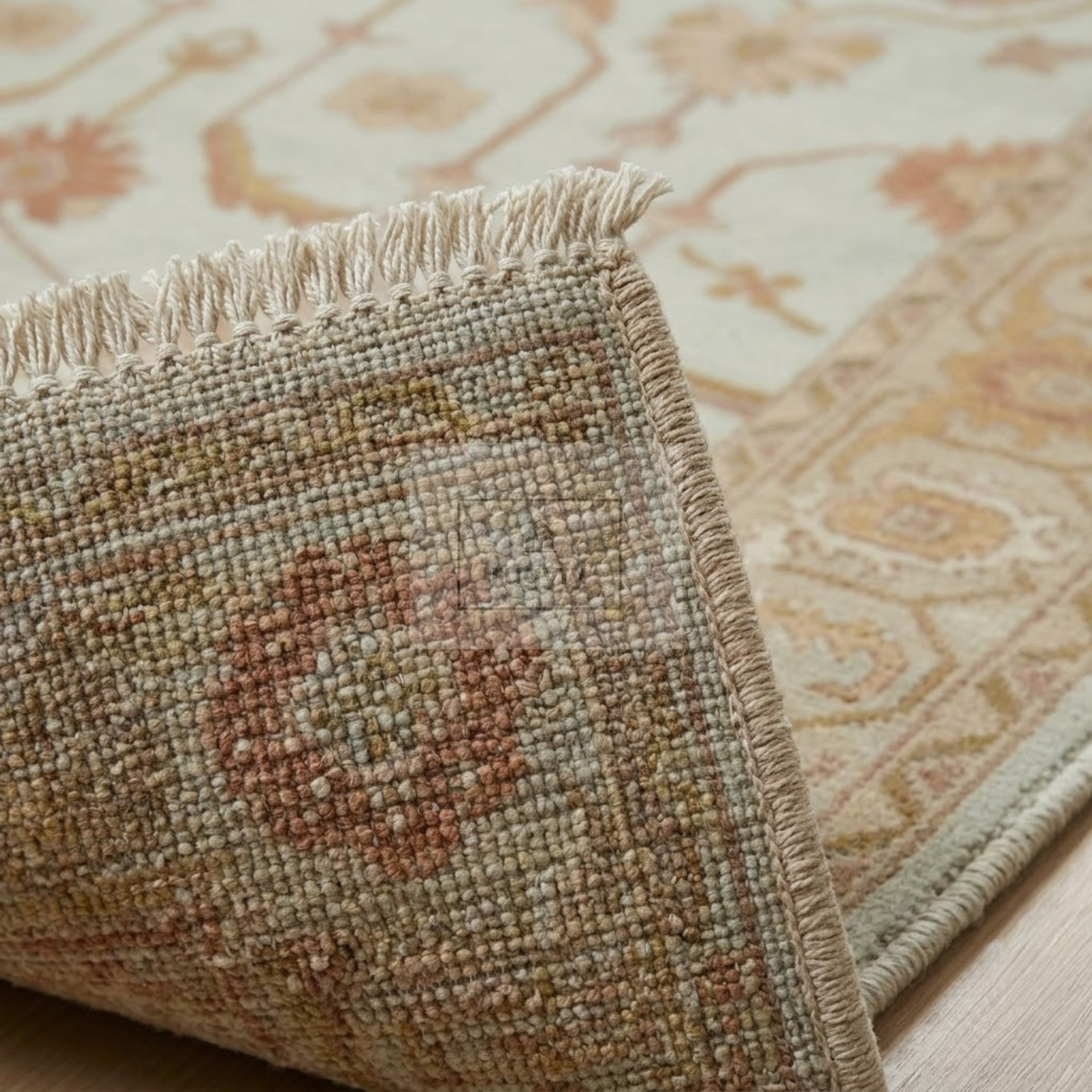 Ivory & Honey Gold Sultanabad Oushak Rug | Hand-Knotted Wool 8x10 9x12 | Apricot Neutral Living Room Rug