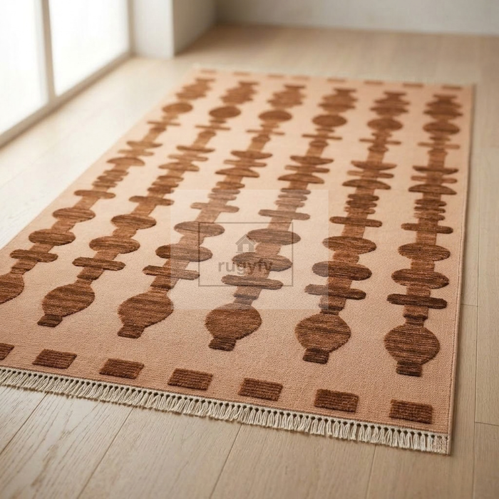 Peach & Brown Turkish Oushak Rug | 5x8 8x10 ft Hand-Knotted Wool | Living Room Bedroom Rug