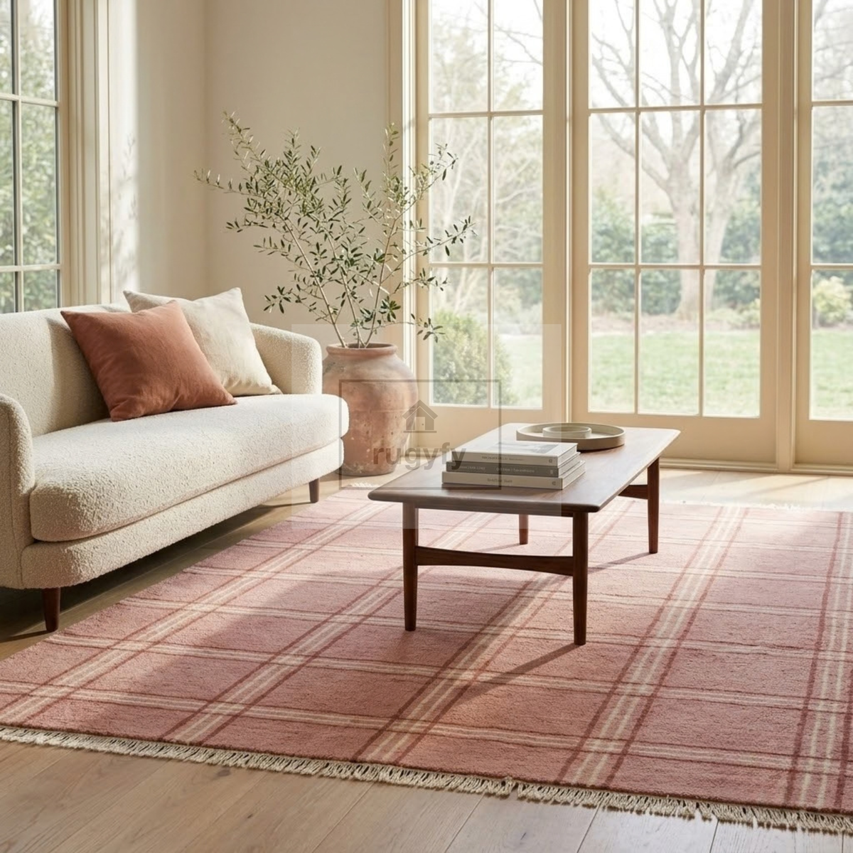 Rose & Ivory Turkish Oushak Rug | 5x8 8x10 ft Hand-Knotted New Zealand Wool | Living Room Bedroom Rug