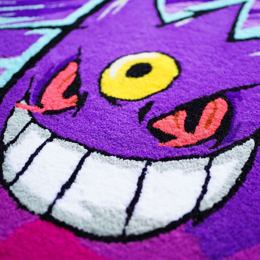 Handmade Haunter Custom Rugs , Pokemon Custom Rugs , Pokemon Decor , Hand-Tufted Wool Rugs