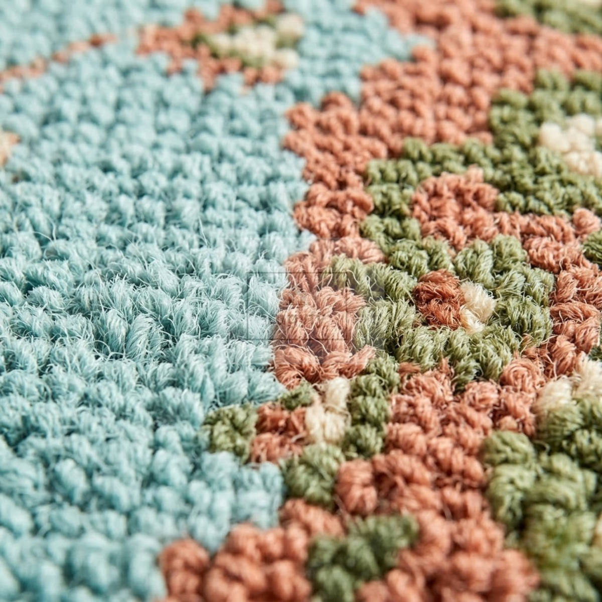 Seafoam Aqua & Coral Sultanabad Oushak Rug | Hand-Knotted Wool 8x10 9x12 | Mint & Peach Palmette Rug