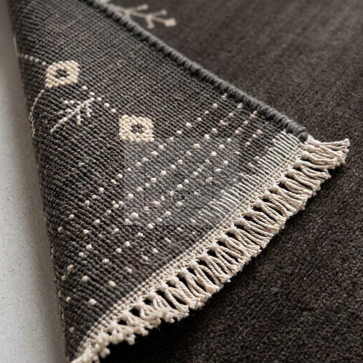 Charcoal & Ivory Turkish Oushak Area Rug | 8x10 9x12 ft Hand-Knotted New Zealand Wool | Living Room Rug
