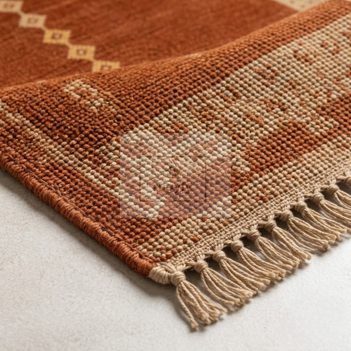 Burnt Orange & Beige Oushak Wool Rug | 6x9 8x10 ft Hand-Knotted | Bedroom Living Room Area Rug