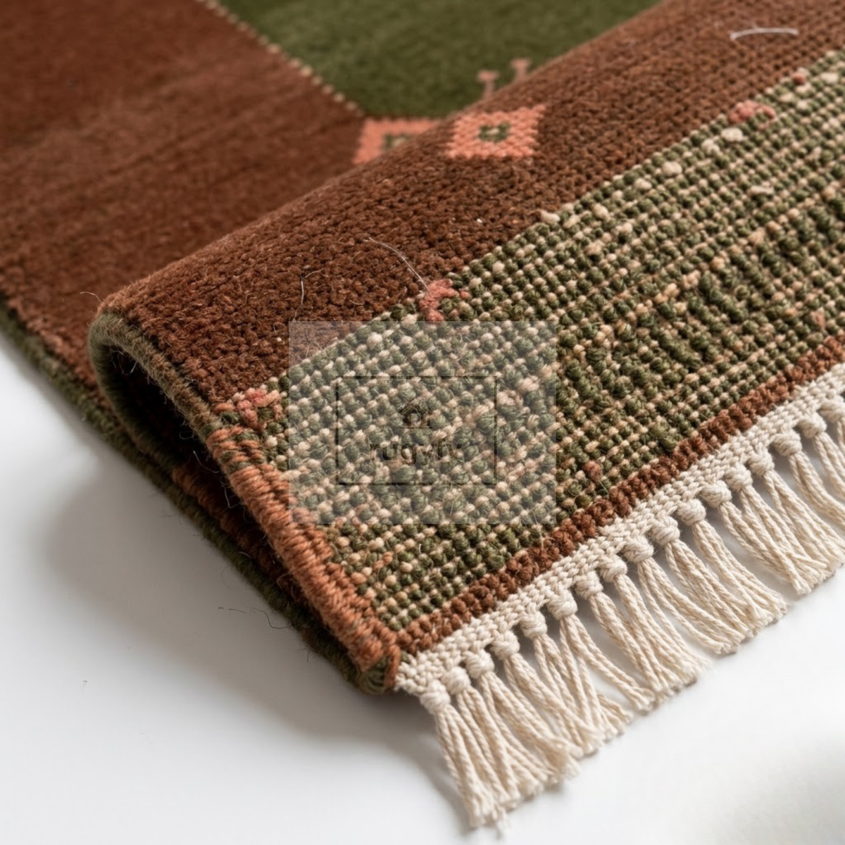Olive Green & Rust Turkish Oushak Rug | 5x8 8x10 ft Hand-Knotted New Zealand Wool | Living Room Bedroom Rug