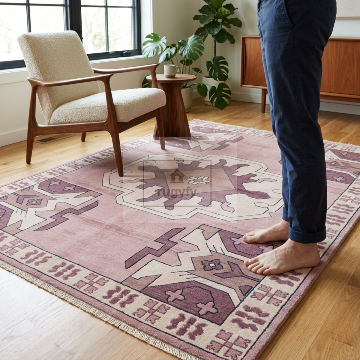 Blush Pink & Mauve Vintage Oushak Area Rug | 9x12 10x14 ft Hand-Knotted Wool | Living Room Dining Room