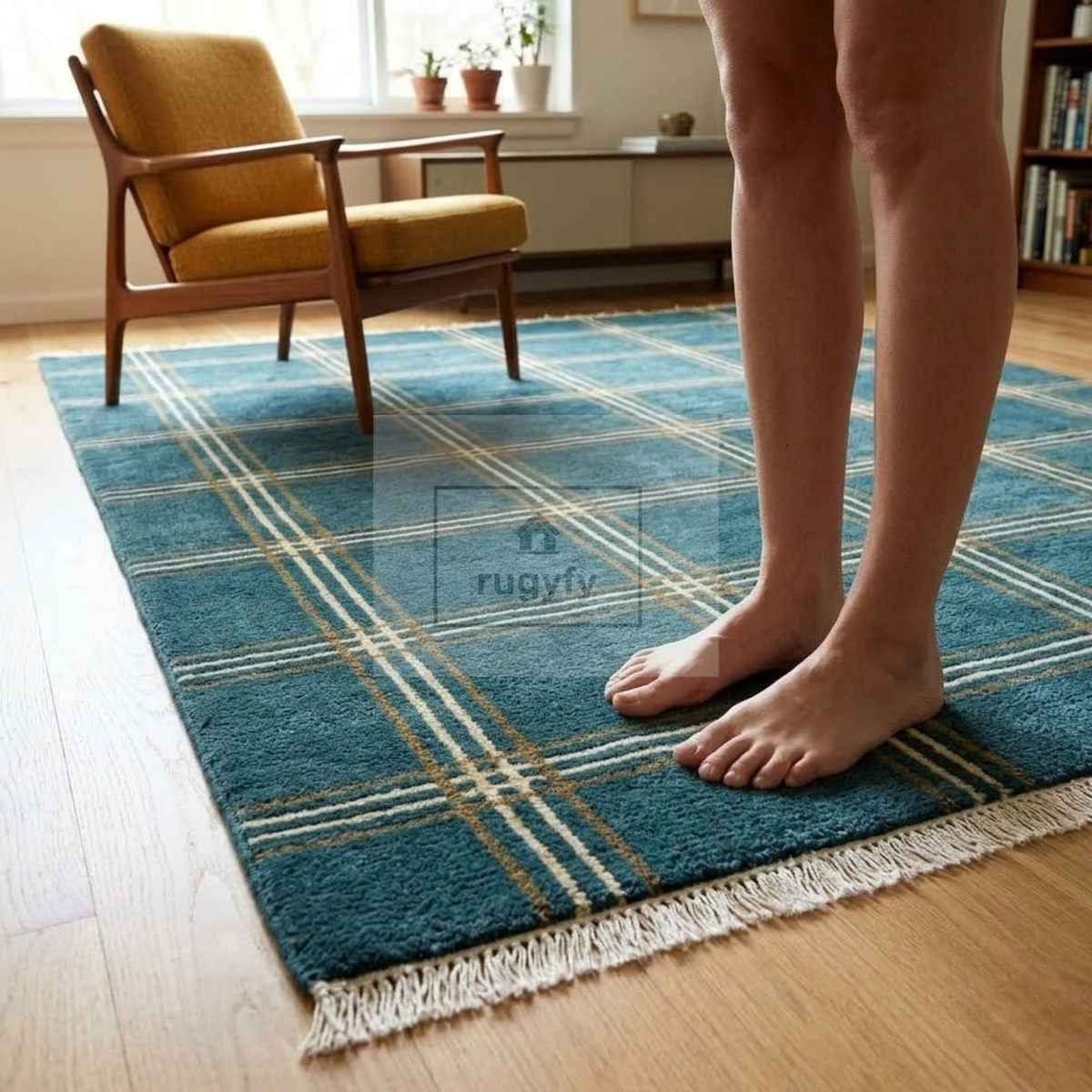 Teal & Cream Vintage Oushak Area Rug | 9x12 10x14 ft Hand-Knotted Wool | Living Room Dining Room