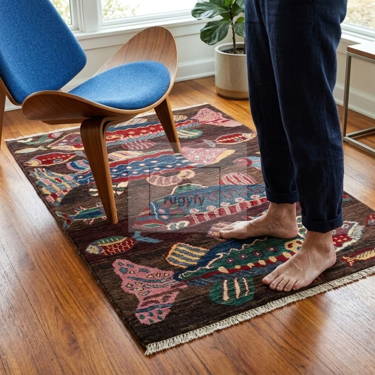 Chocolate Brown & Burgundy Turkish Oushak Rug | 5x8 8x10 ft Hand-Knotted New Zealand Wool | Living Room Bedroom Rug