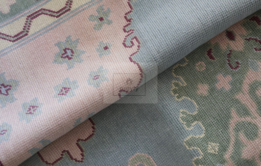 Grey & Mauve Oushak Rug | 9x12 & 10x14 ft | Hand-Knotted Wool Medallion | Living Room & Dining Room