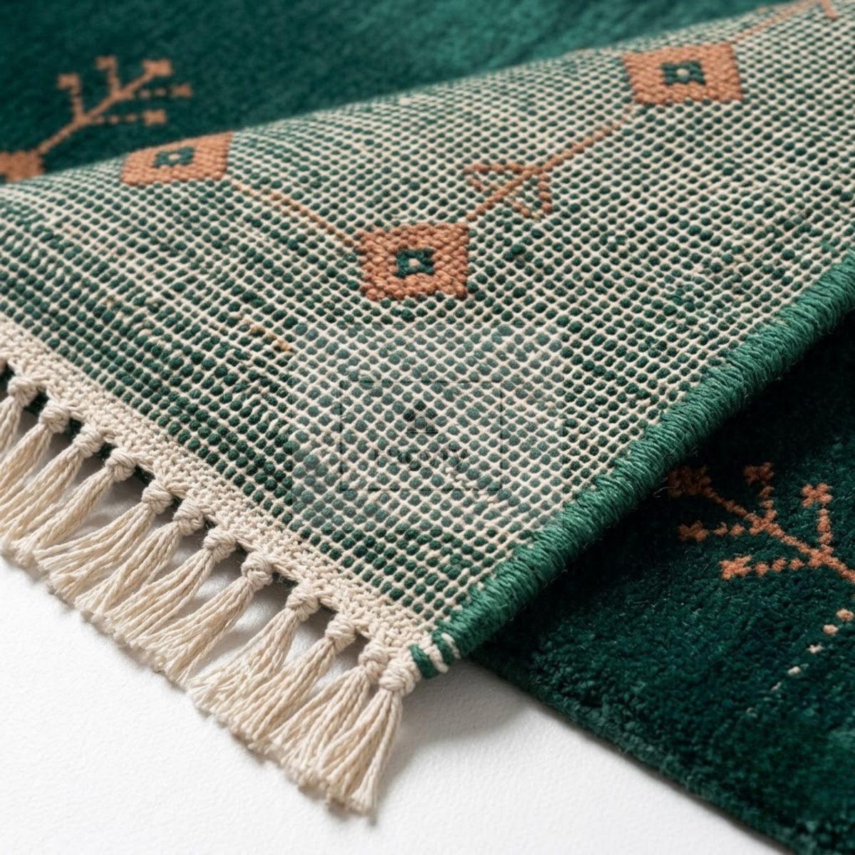 Emerald Green & Copper Vintage Oushak Area Rug | 9x12 10x14 ft Hand-Knotted Wool | Living Room Dining Room
