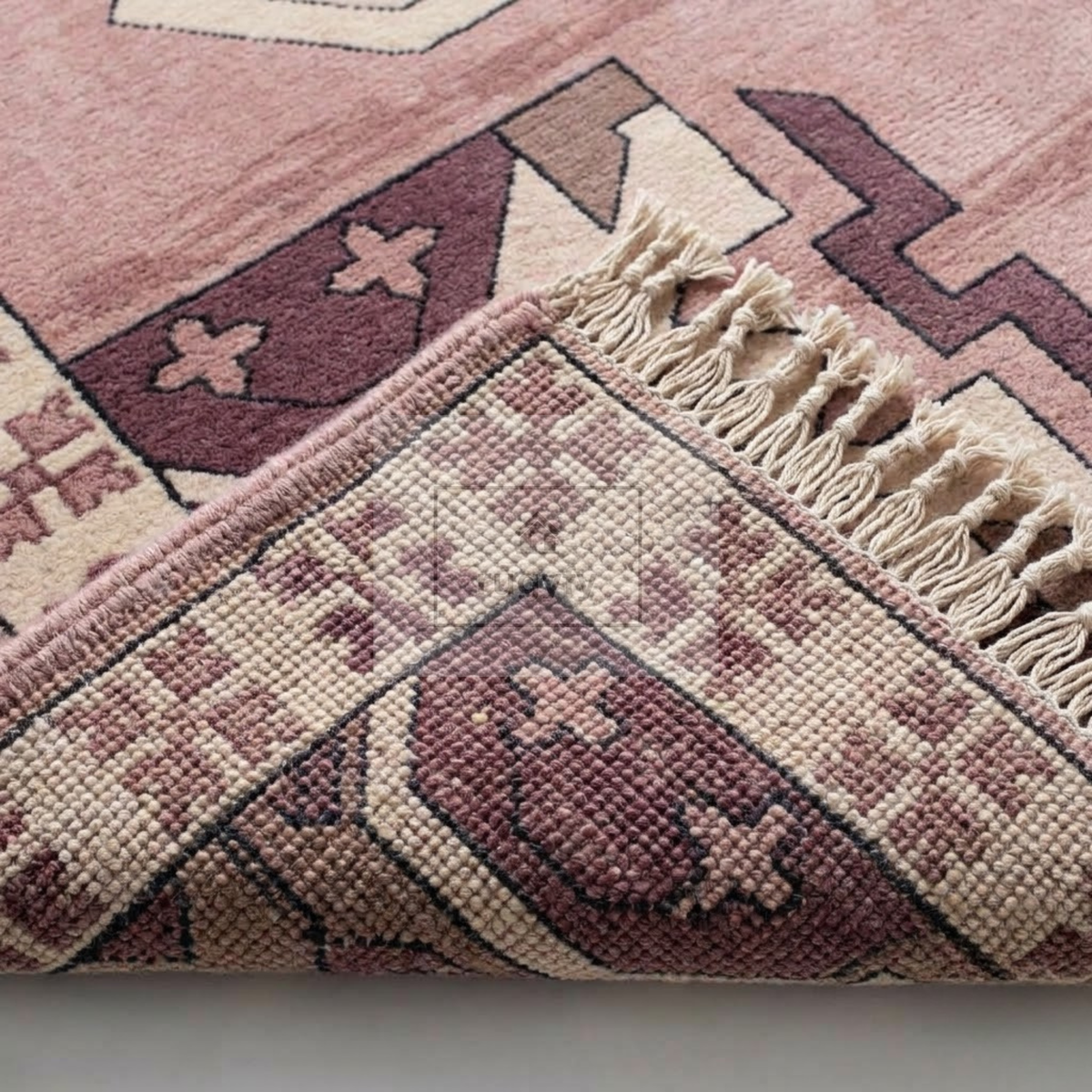 Blush Pink & Mauve Vintage Oushak Area Rug | 9x12 10x14 ft Hand-Knotted Wool | Living Room Dining Room
