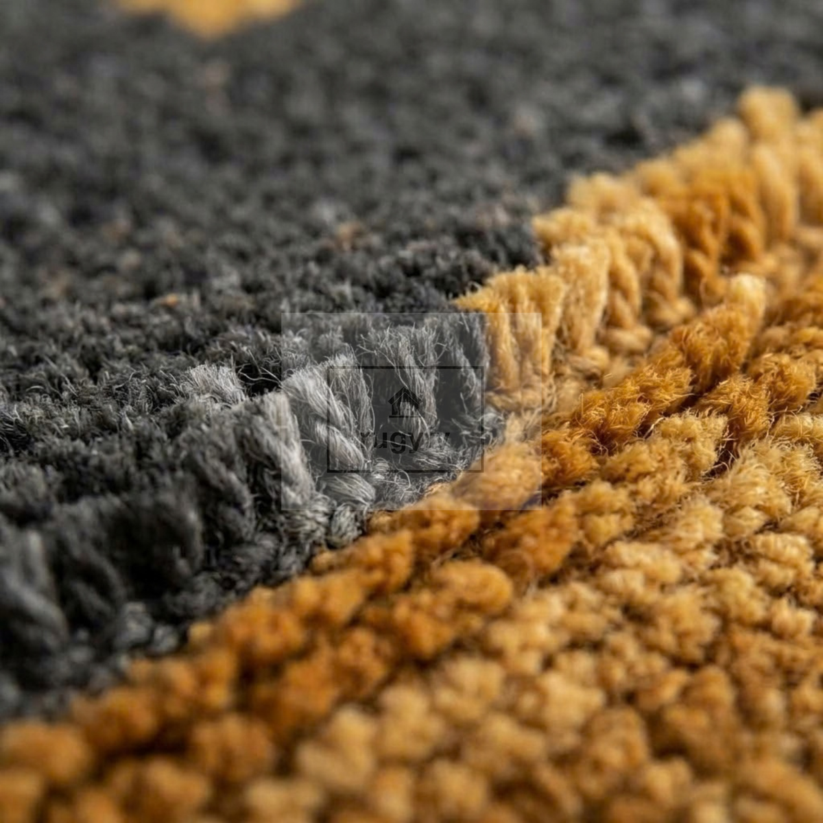 Charcoal & Gold Vintage Oushak Area Rug | 9x12 10x14 ft Hand-Knotted Wool | Living Room Dining Room