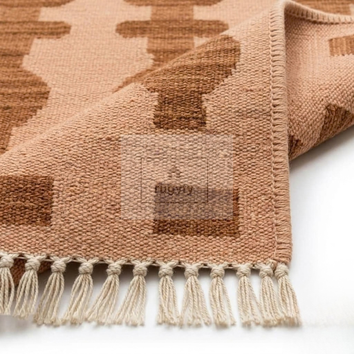 Peach & Brown Turkish Oushak Rug | 5x8 8x10 ft Hand-Knotted Wool | Living Room Bedroom Rug