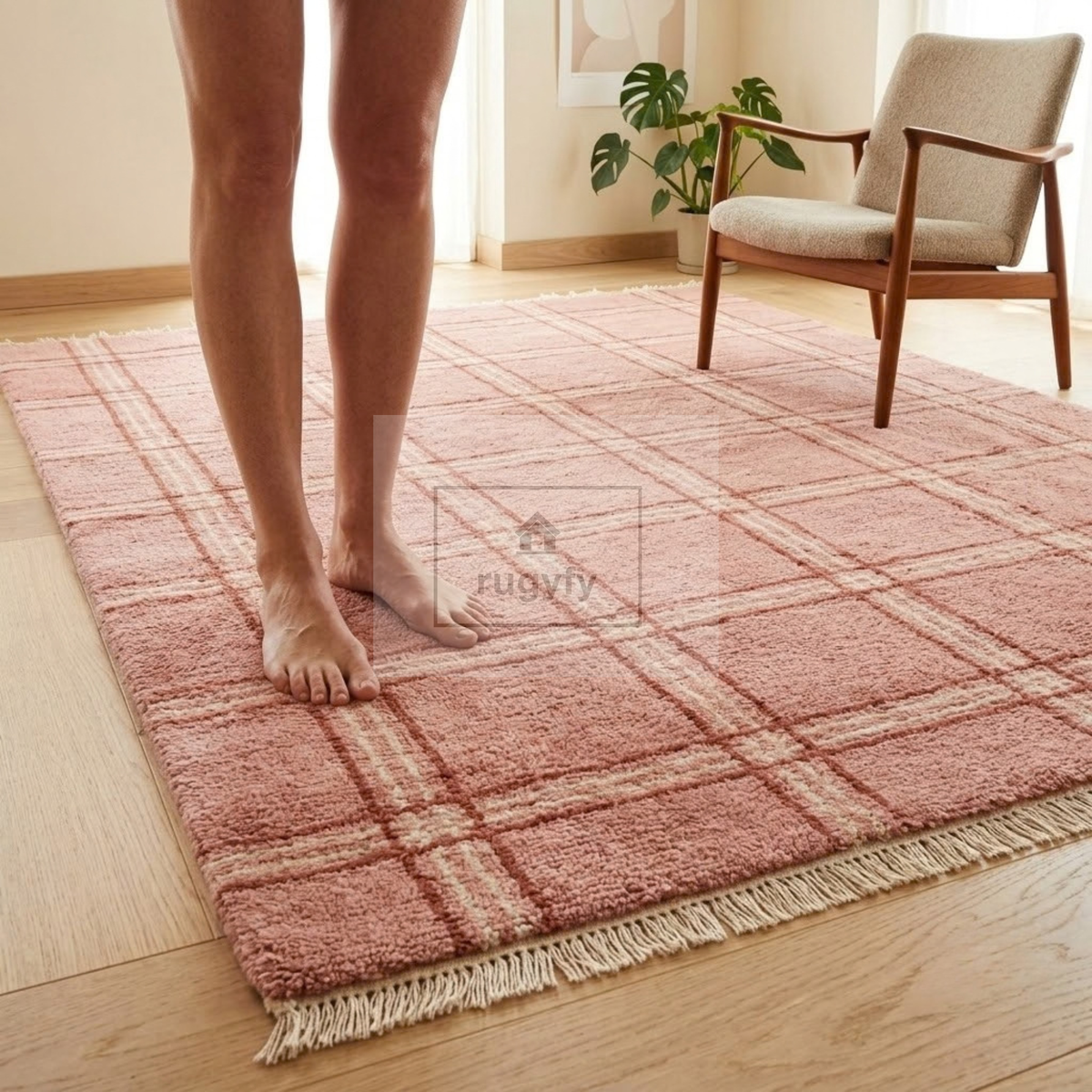 Rose & Ivory Turkish Oushak Rug | 5x8 8x10 ft Hand-Knotted New Zealand Wool | Living Room Bedroom Rug