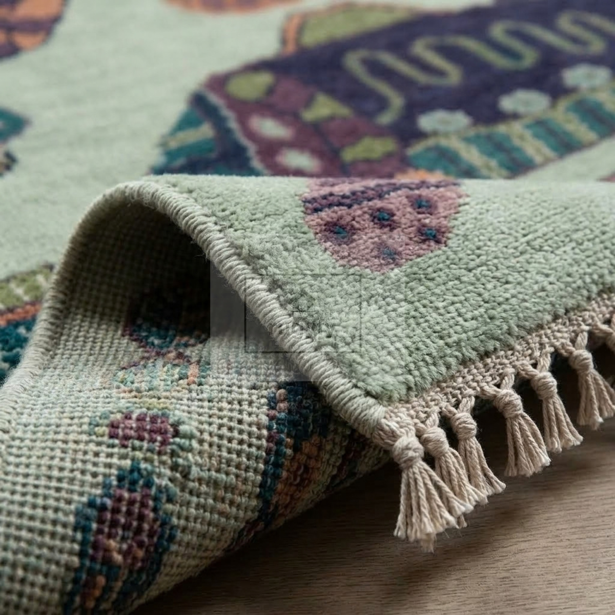 Mint Green & Teal Vintage Oushak Area Rug | 9x12 10x14 ft Hand-Knotted Wool | Living Room Dining Room