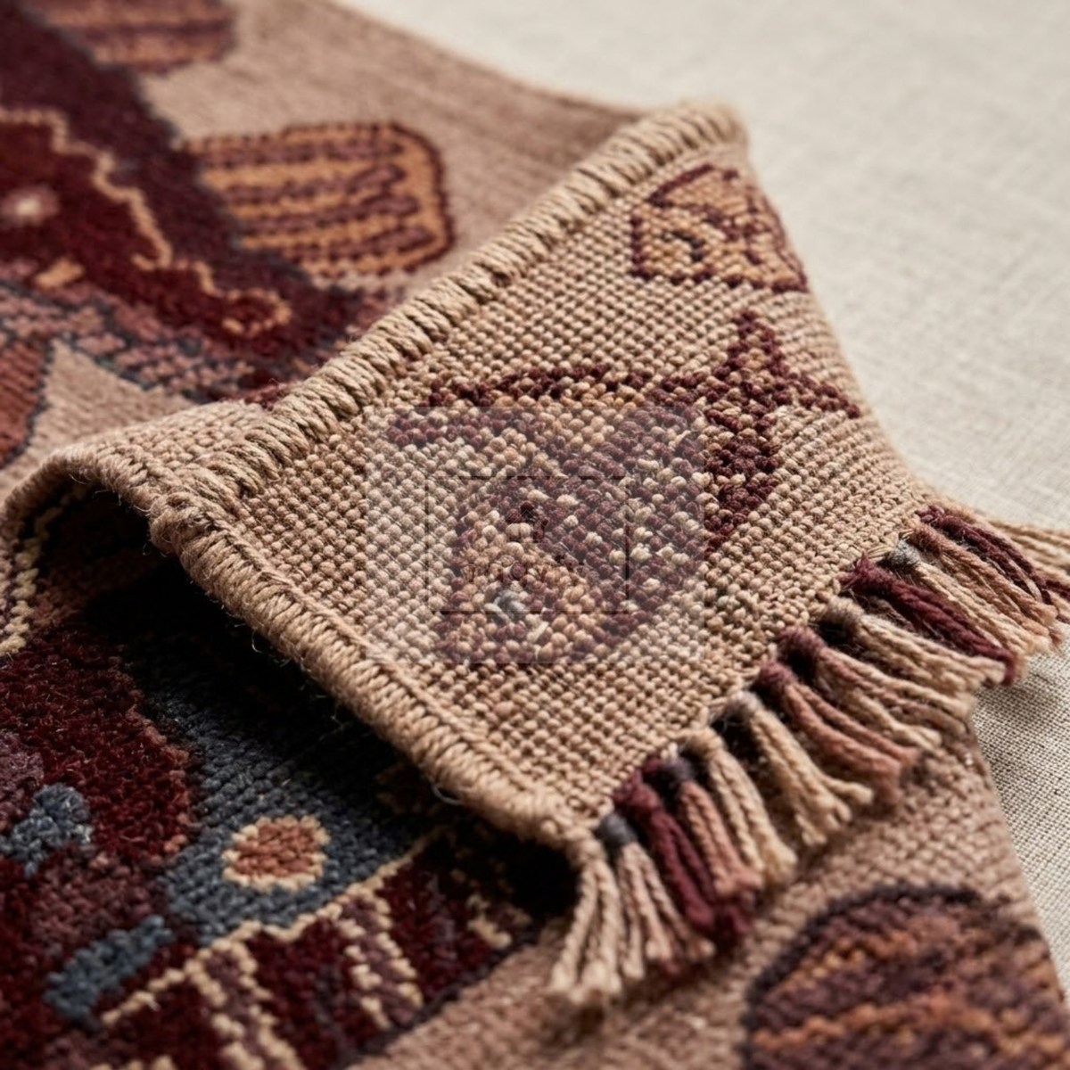 Dusty Rose & Burgundy Vintage Oushak Area Rug | 9x12 10x14 ft Hand-Knotted Wool | Living Room Dining Room