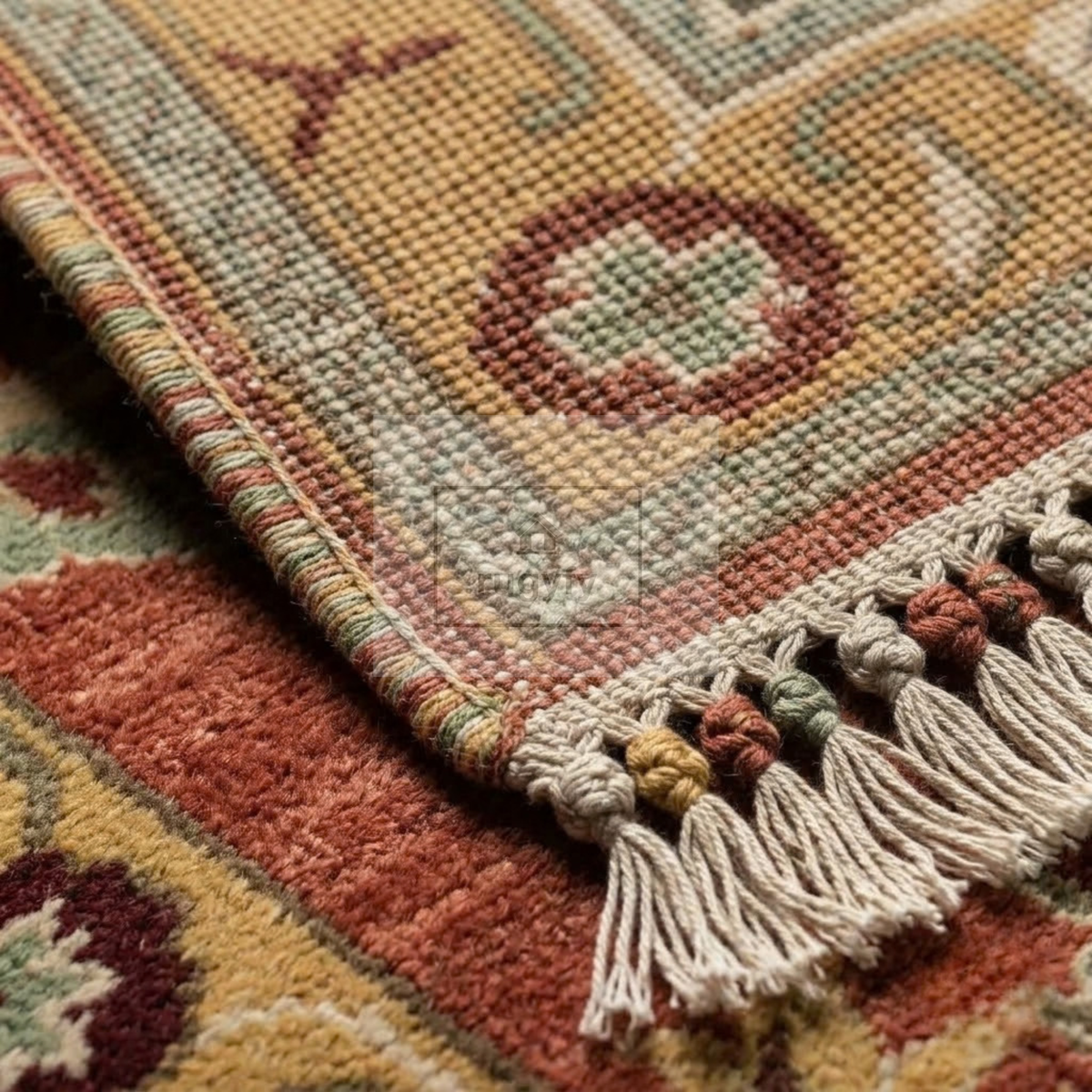Terracotta & Gold Turkish Oushak Rug | 5x8 8x10 ft Hand-Knotted New Zealand Wool | Living Room Bedroom Rug