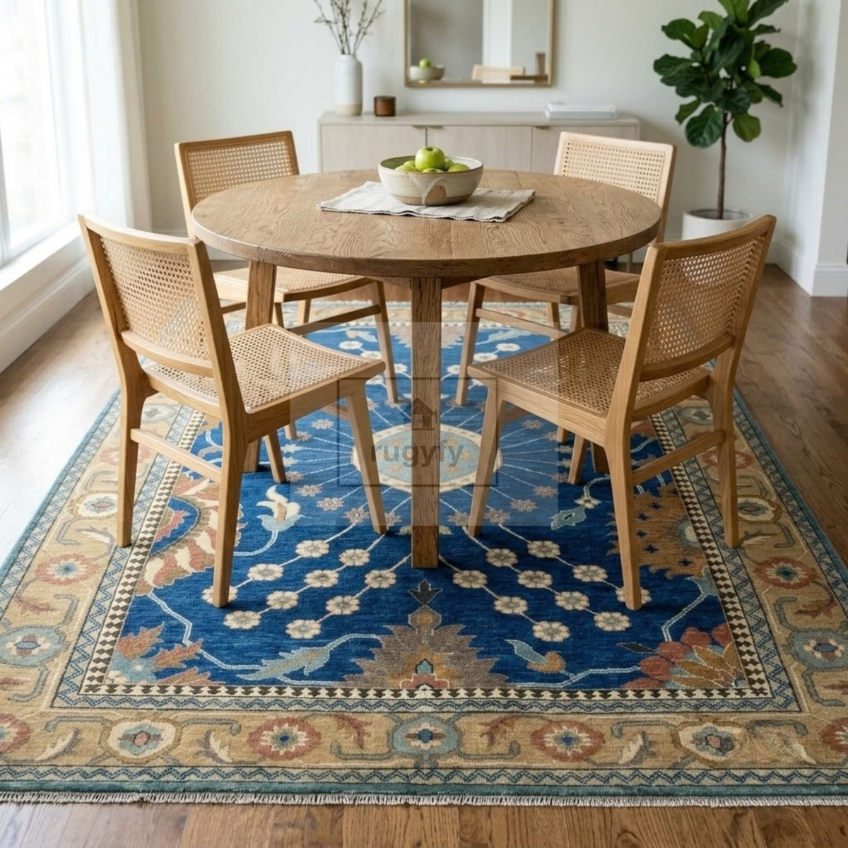 Dark Brown & Multicolor Oushak Wool Rug | 6x9 8x10 ft Hand-Knotted | Bedroom Living Room Area Rug