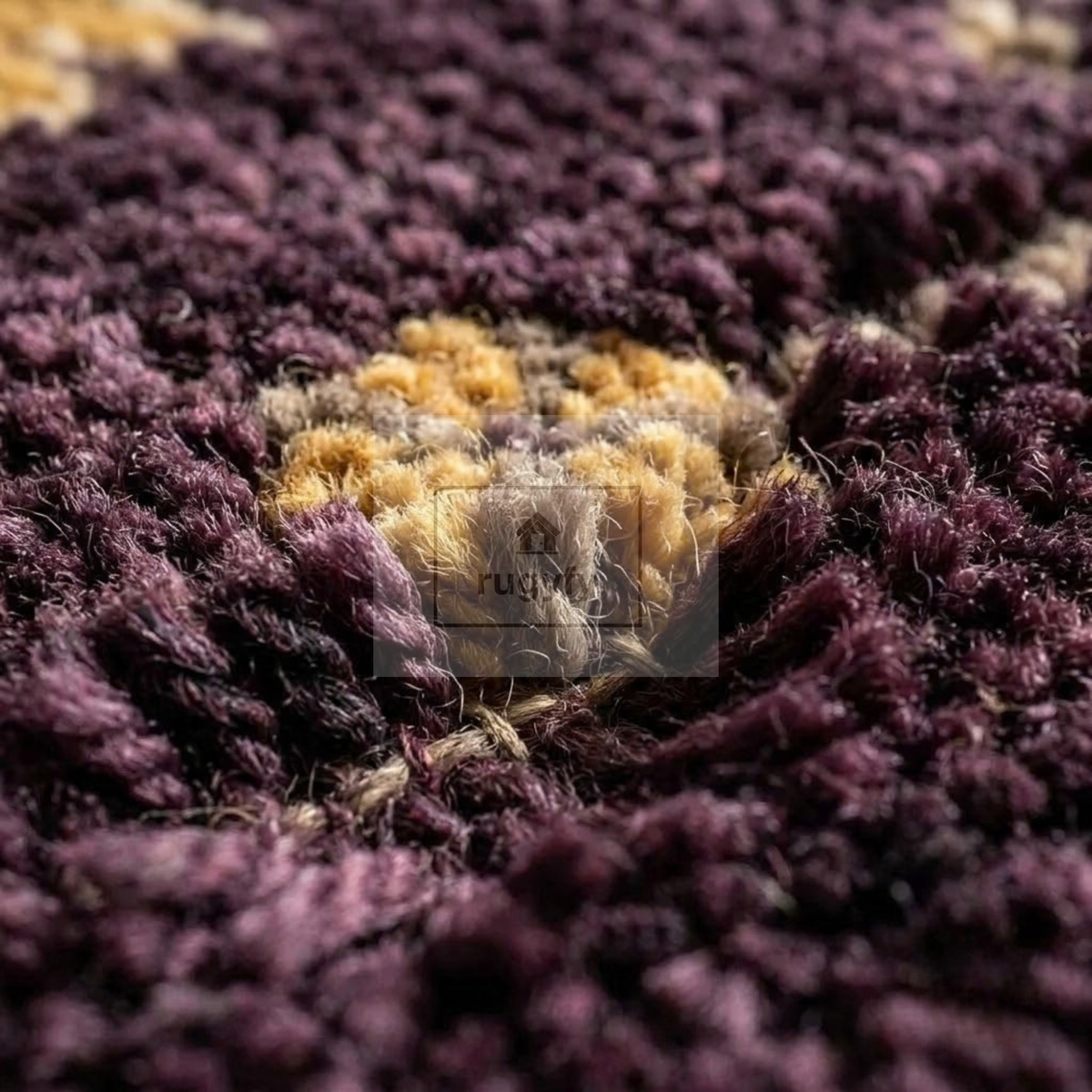 Dark Plum & Gold Turkish Oushak Rug | 5x8 8x10 ft Hand-Knotted New Zealand Wool | Living Room Bedroom Rug
