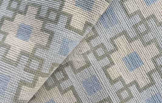 Ivory & Sage Hand-Knotted Wool Oushak Rug | Geometric Anatolian Area Rug for Bedroom