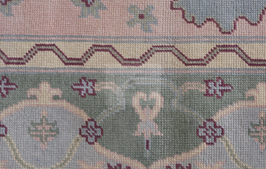 Grey & Mauve Oushak Rug | 9x12 & 10x14 ft | Hand-Knotted Wool Medallion | Living Room & Dining Room