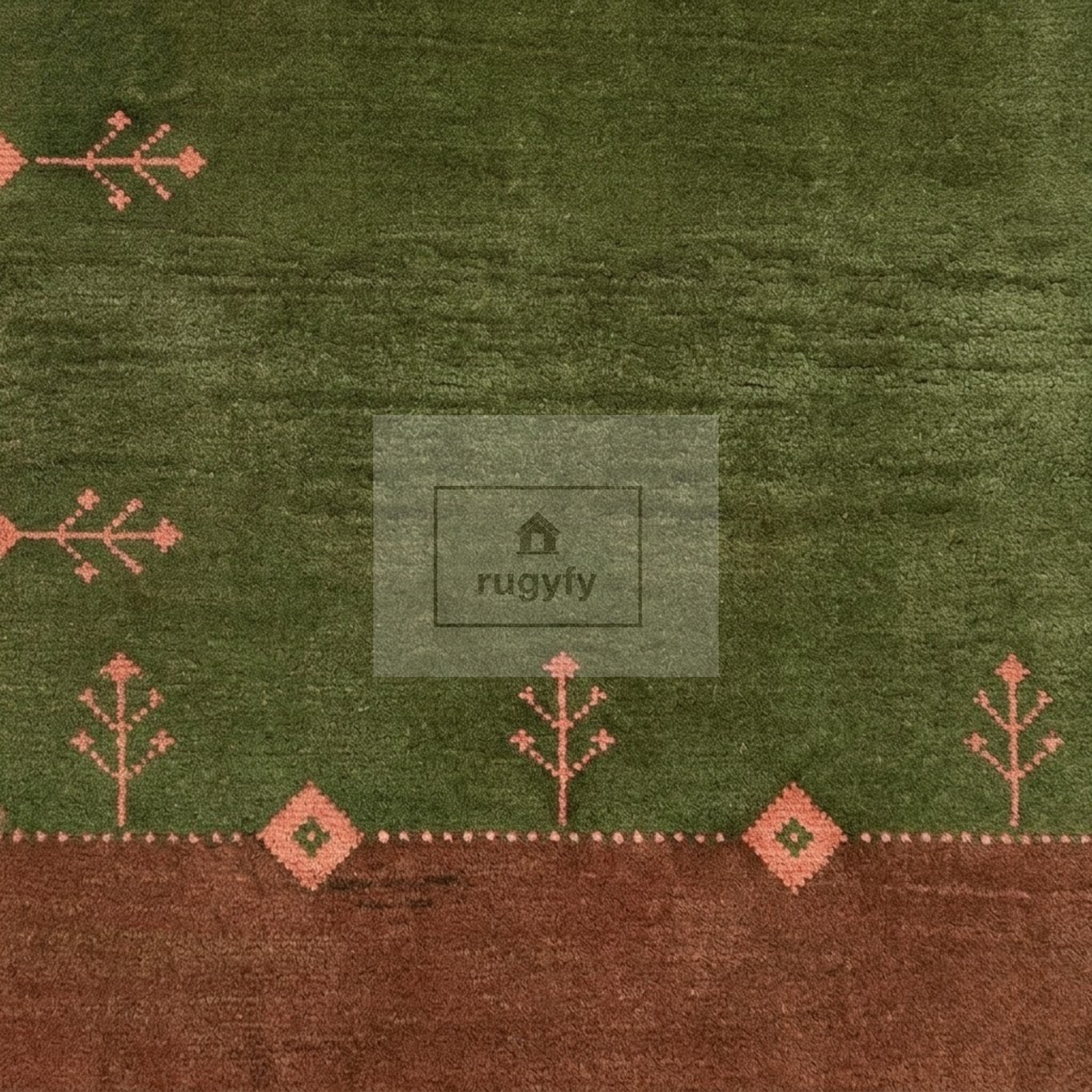 Olive Green & Rust Turkish Oushak Rug | 5x8 8x10 ft Hand-Knotted New Zealand Wool | Living Room Bedroom Rug