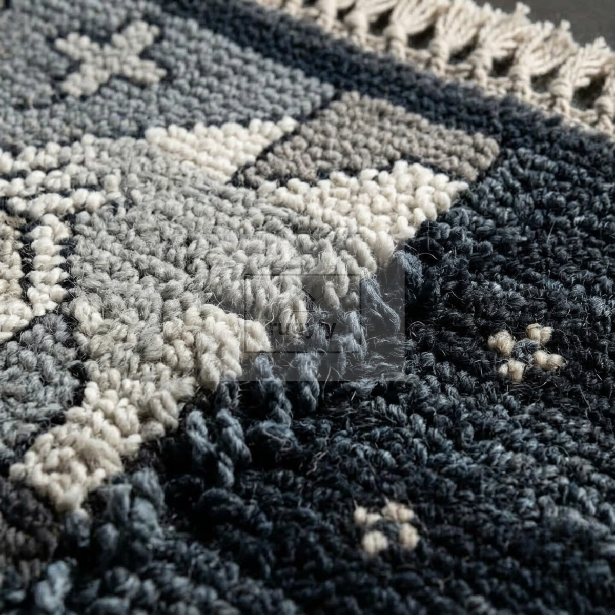 Charcoal & Ivory Oushak Wool Rug | 6x9 8x10 ft Hand-Knotted | Bedroom Living Room Area Rug