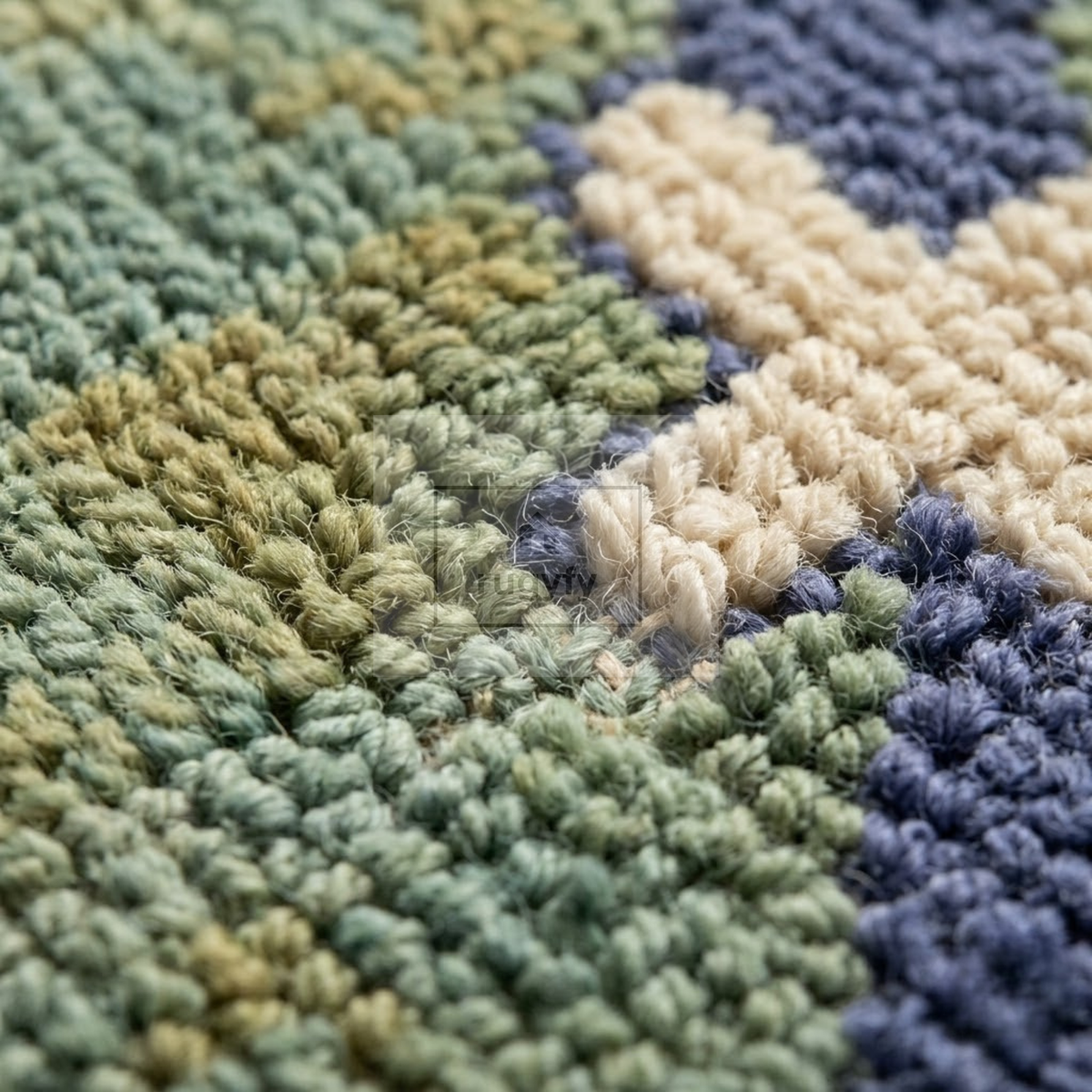 Sage Green & Blue Turkish Oushak Rug | 5x8 8x10 ft Hand-Knotted Wool | Living Room Bedroom Rug