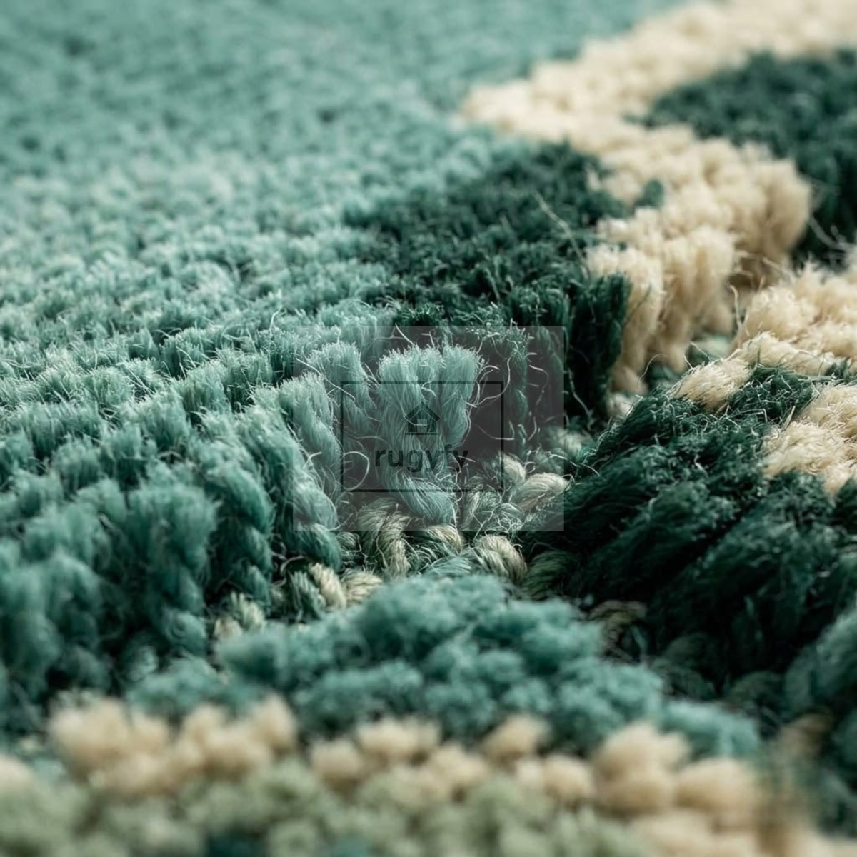 Jade Green & Cream Kazak Rug | Hand-Knotted Tribal Medallion Wool Area Rug | Living Room Entryway 8x10