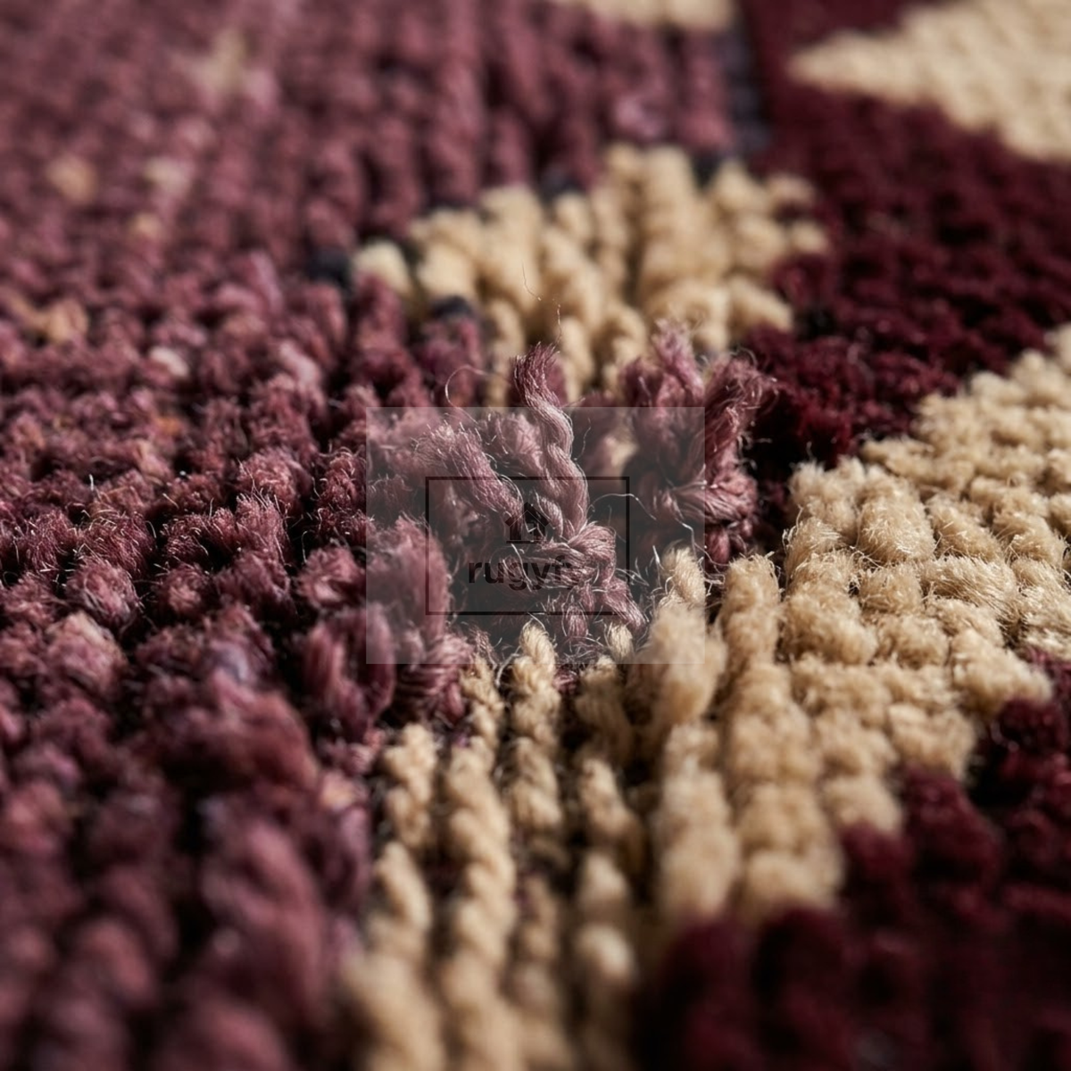 Burgundy & Gold Kazak Rug | Hand-Knotted Caucasian Tribal Geometric Wool Rug | Library Den Living Room 9x12