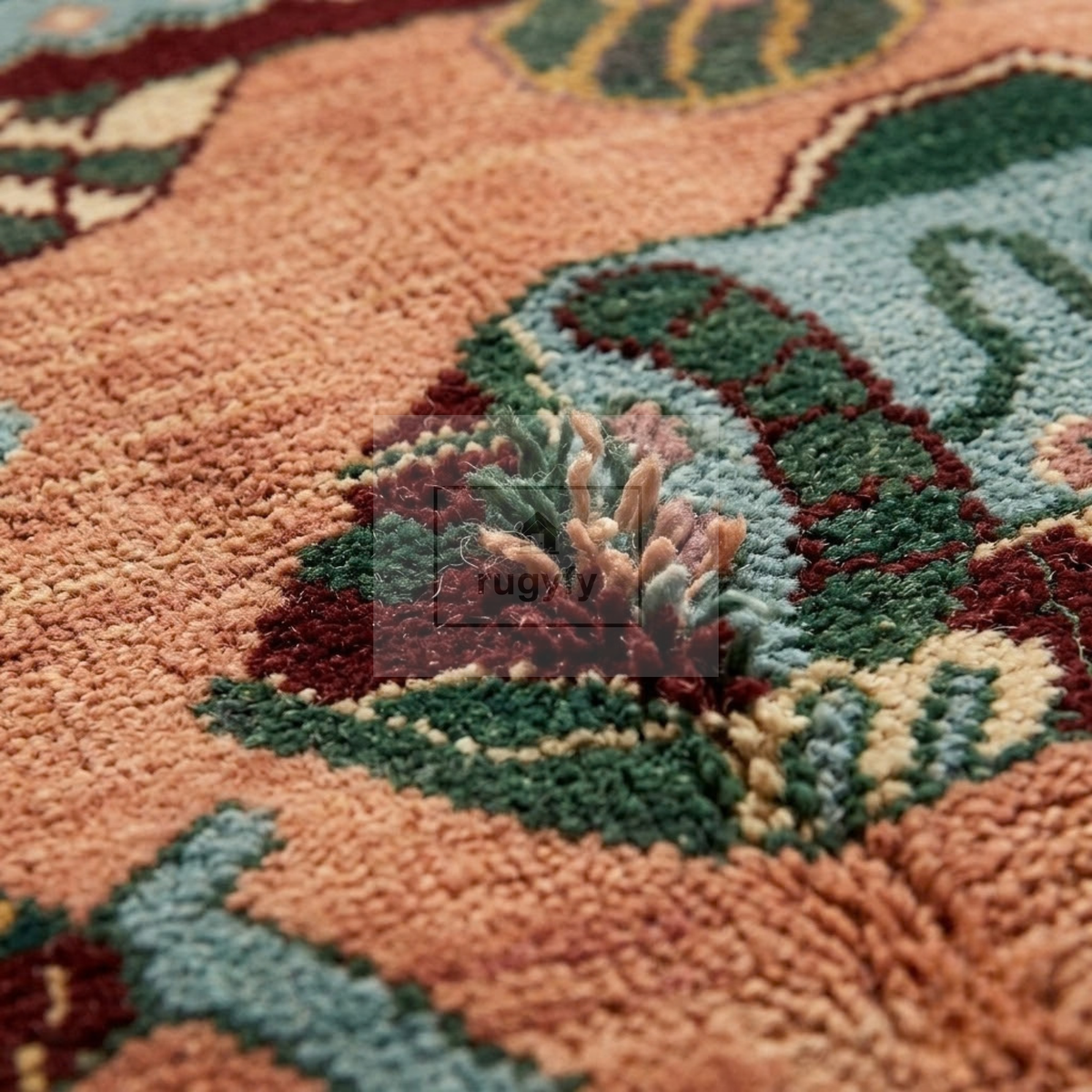 Peach & Rust Red Oushak Wool Rug | 6x9 8x10 ft Hand-Knotted | Bedroom Living Room Area Rug