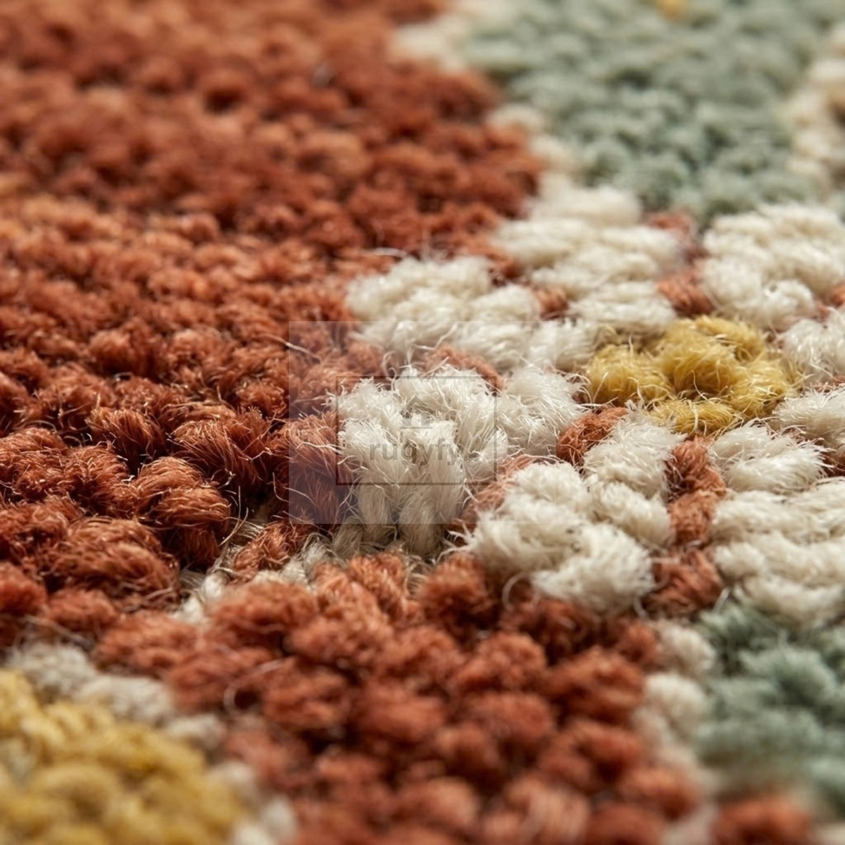 Rust & Sage Blue Vintage Oushak Area Rug | 9x12 10x14 ft Hand-Knotted Wool | Living Room Dining Room