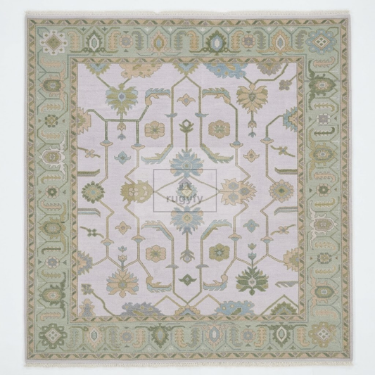 Lavender & Sage Green Sultanabad Oushak Rug | Hand-Knotted Wool 8x10 9x12 | Lilac Pastel Area Rug