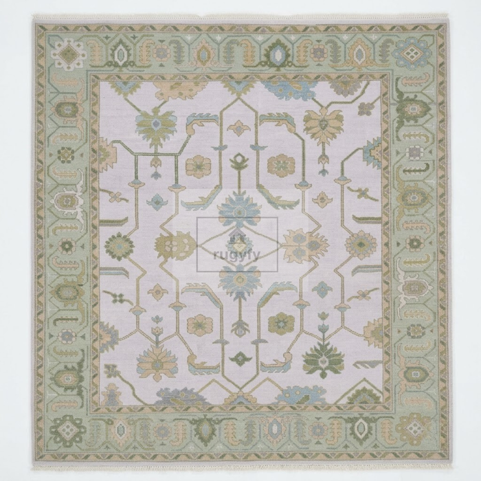 Lavender & Sage Green Sultanabad Oushak Rug | Hand-Knotted Wool 8x10 9x12 | Lilac Pastel Area Rug