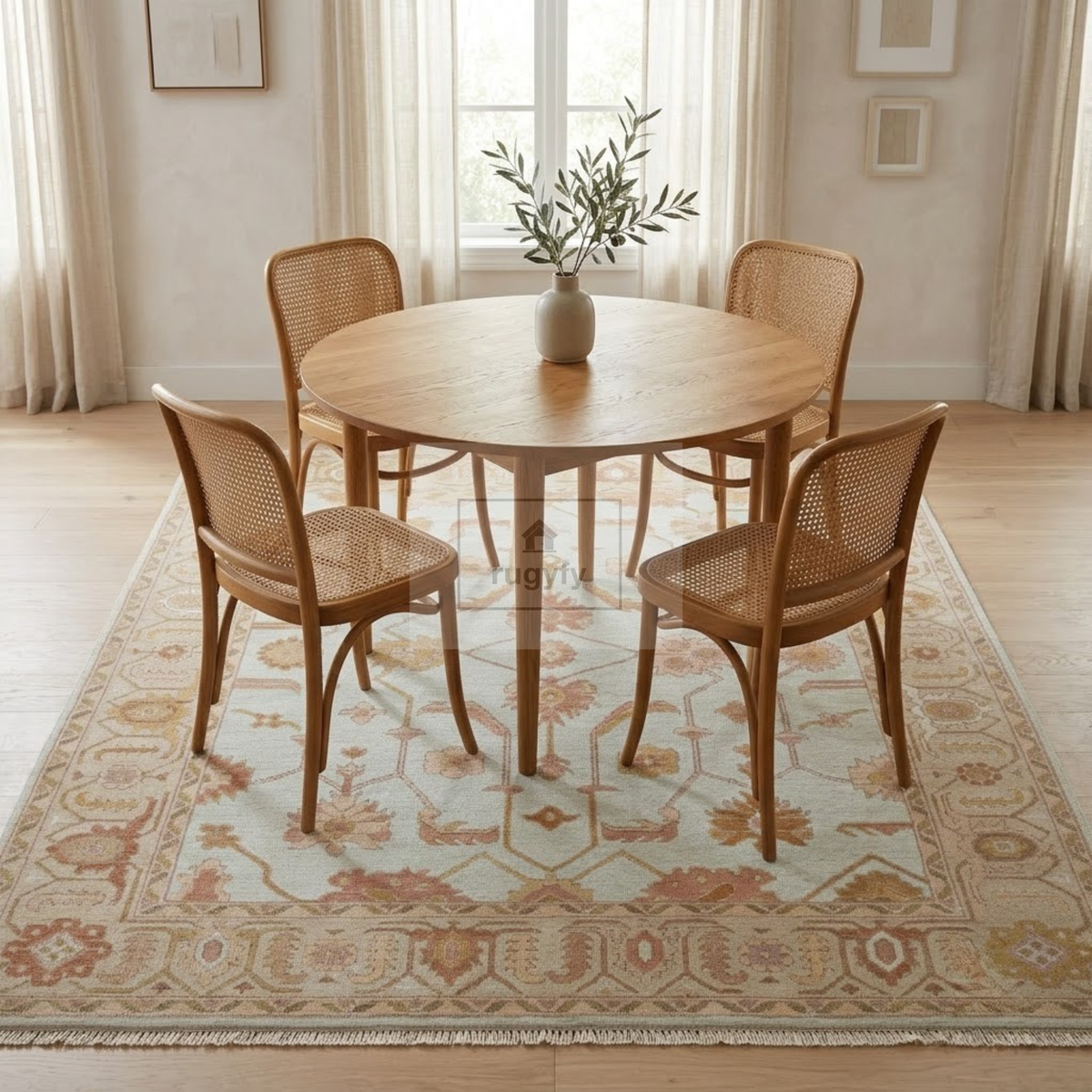 Ivory & Honey Gold Sultanabad Oushak Rug | Hand-Knotted Wool 8x10 9x12 | Apricot Neutral Living Room Rug