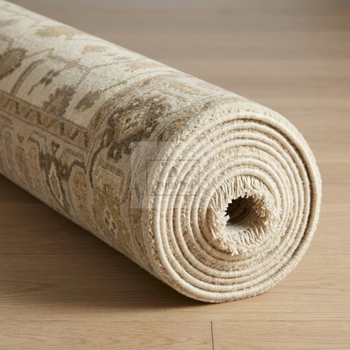 Cream & Soft Taupe Sultanabad Oushak Rug | Hand-Knotted Wool 8x10 9x12 | Muted Neutral Palmette Rug
