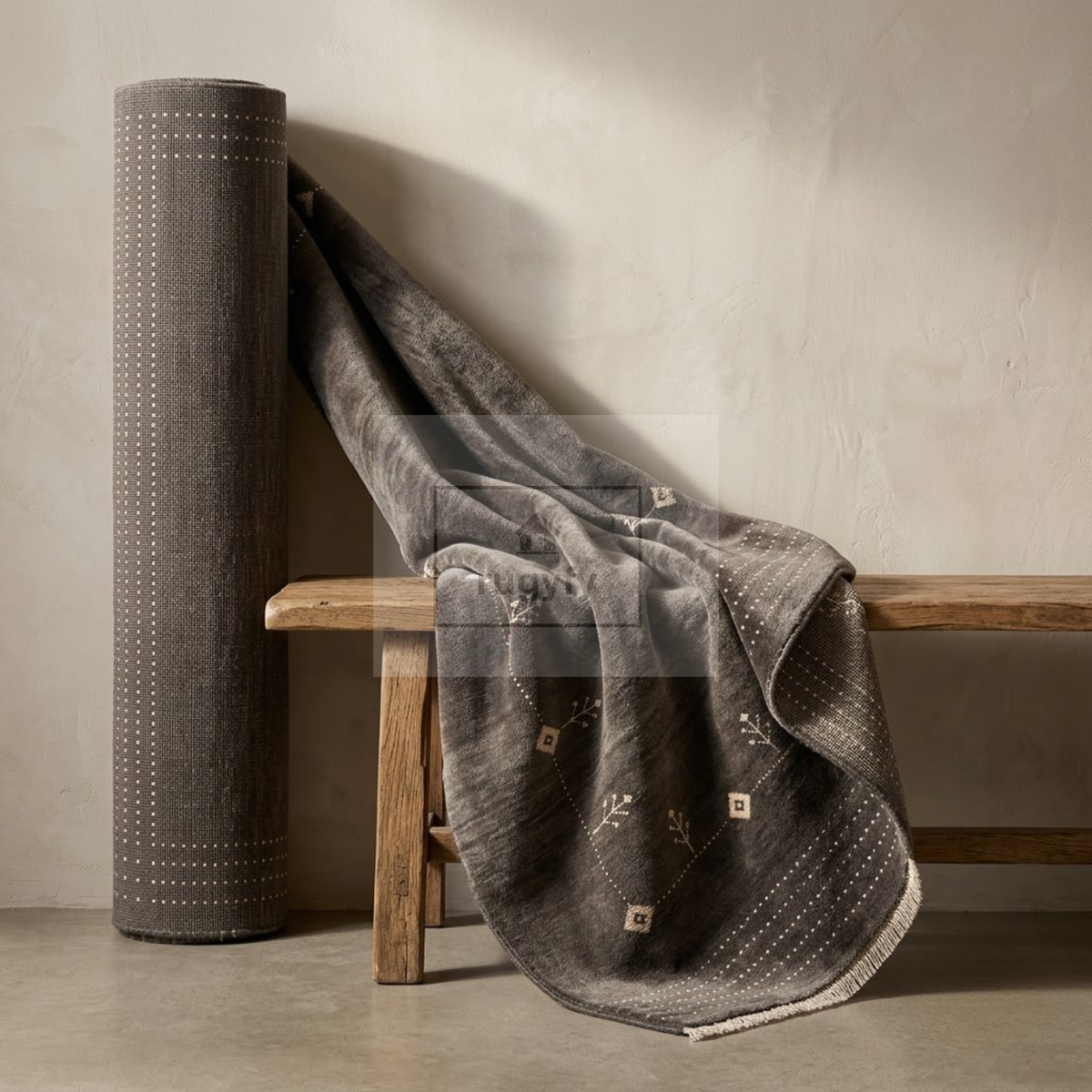 Charcoal & Ivory Turkish Oushak Area Rug | 8x10 9x12 ft Hand-Knotted New Zealand Wool | Living Room Rug