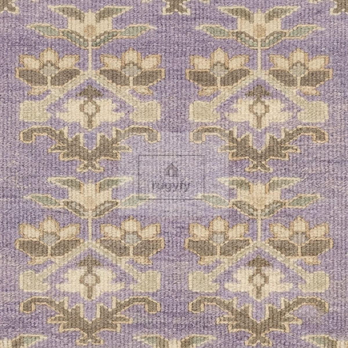 Lavender & Sage Oushak Area Rug | 8x10 9x12 ft Hand-Knotted New Zealand Wool | Lilac Floral Turkish Rug