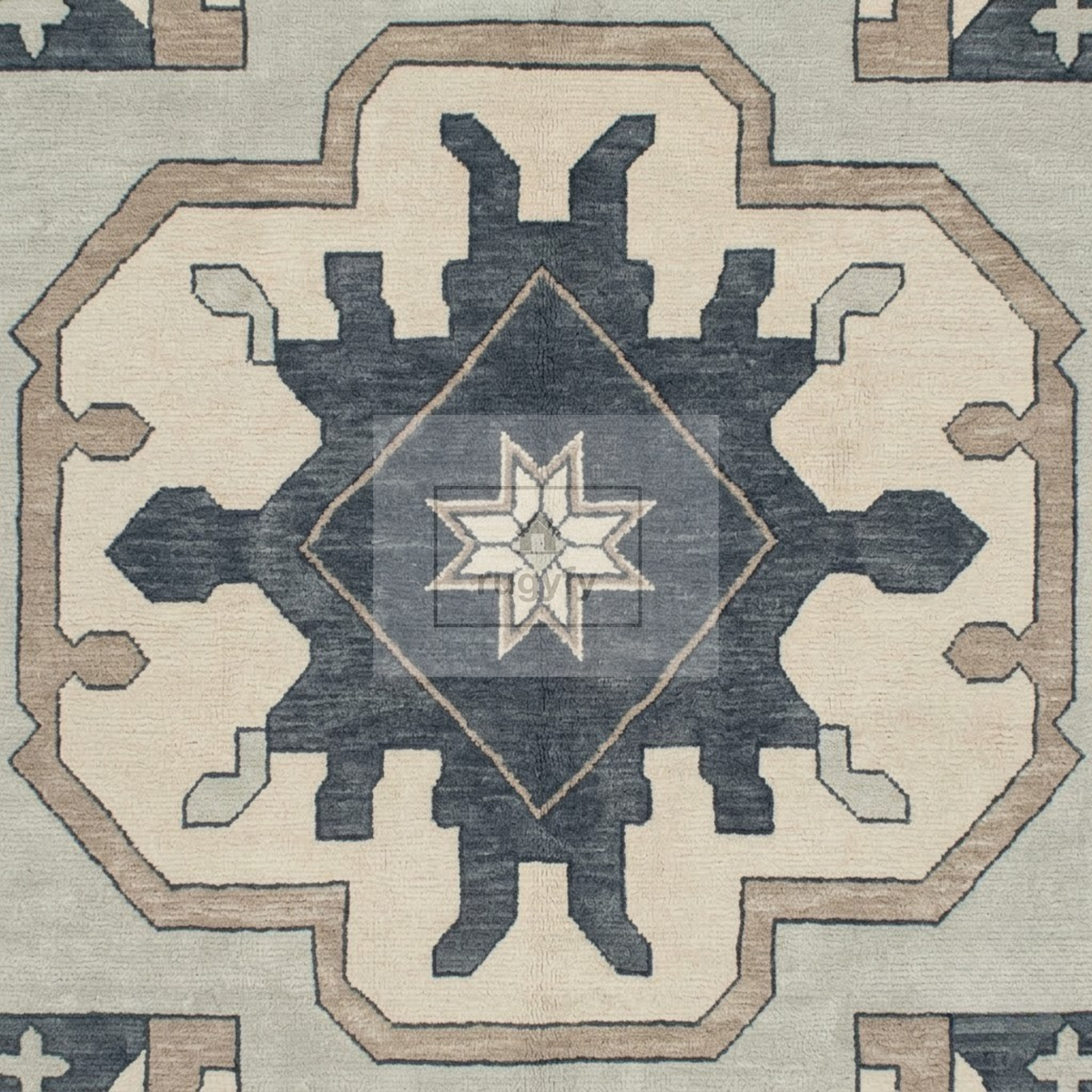 Silver & Charcoal Turkish Oushak Rug | 5x8 8x10 ft Hand-Knotted Wool | Living Room Bedroom Rug