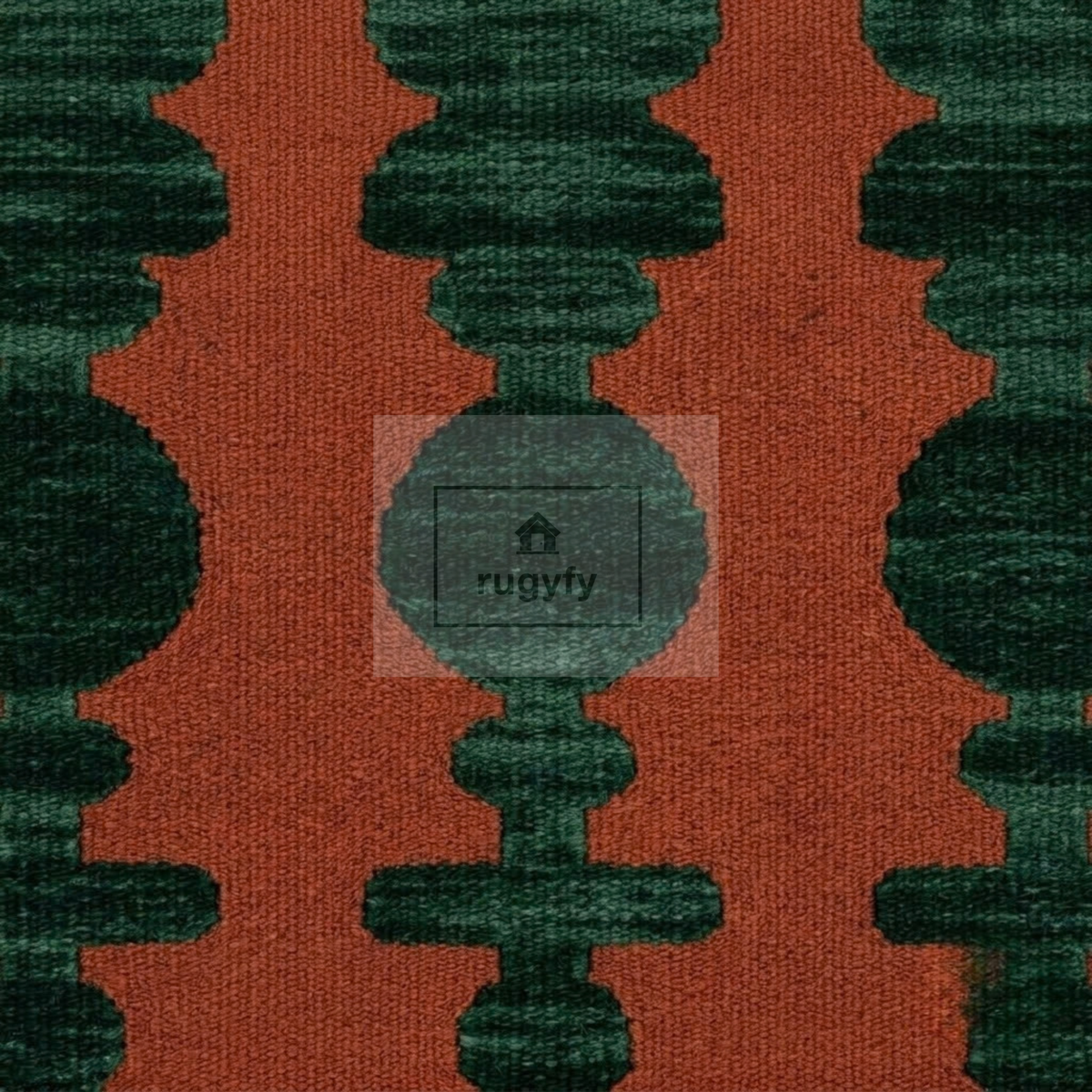 Terracotta & Forest Green Turkish Oushak Rug | 5x8 8x10 ft Hand-Knotted Wool | Living Room Bedroom Rug